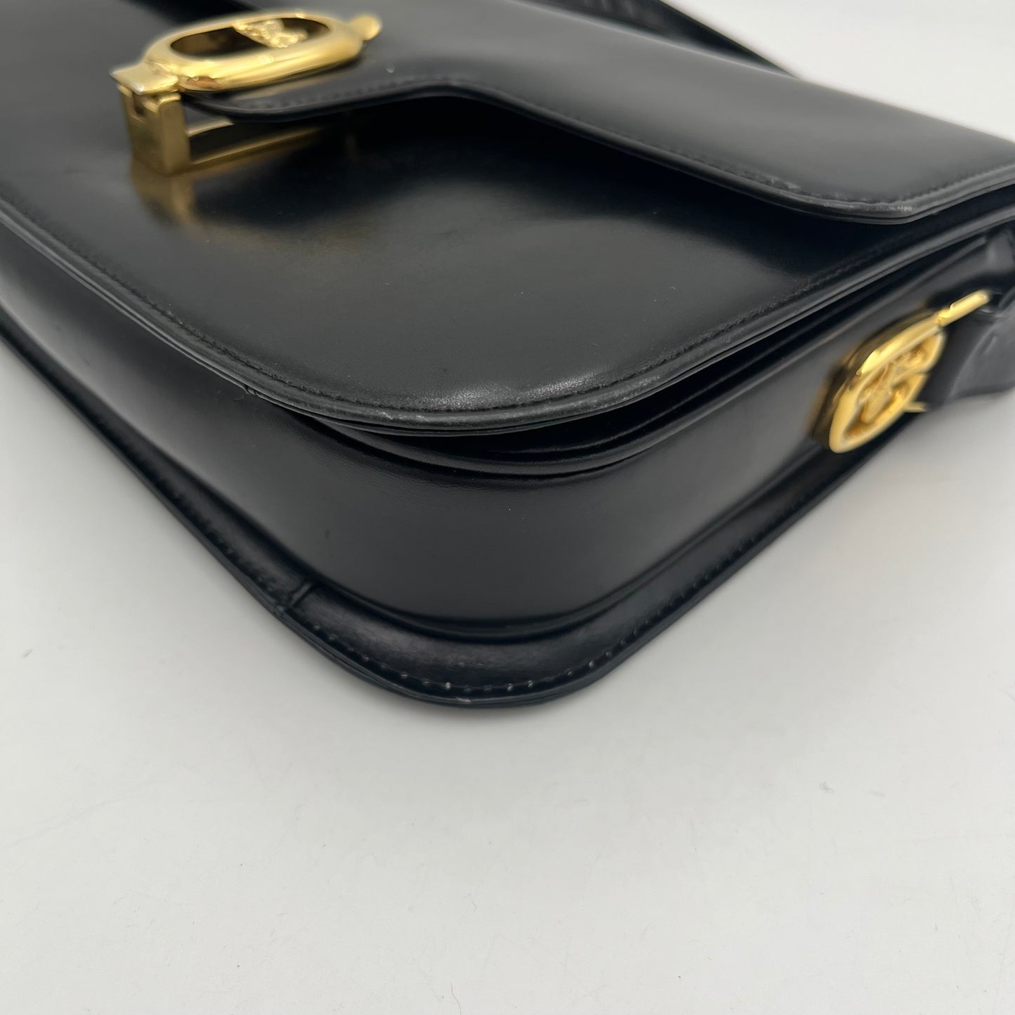 Celine Paris Horse Carriage Black Leather Box Shoulder Bag