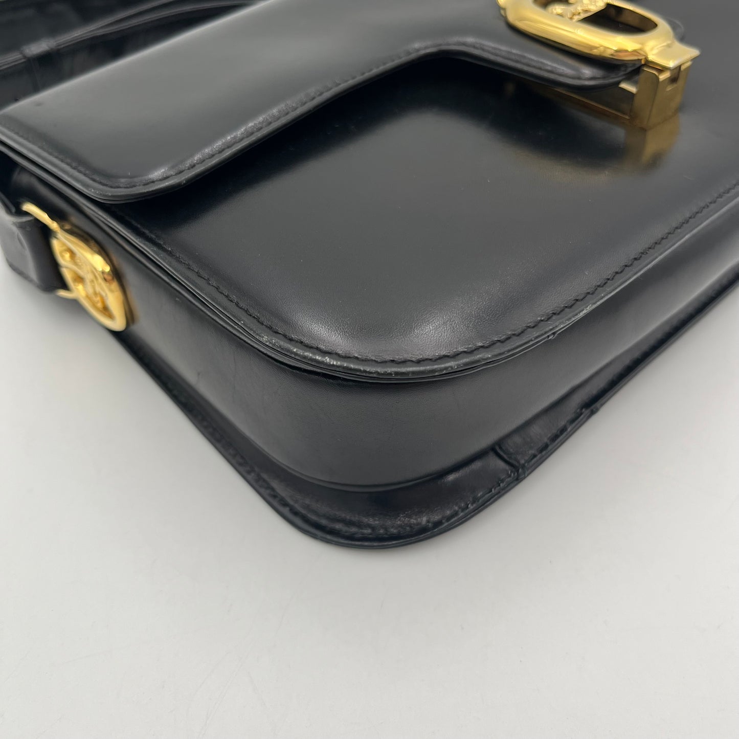 Celine Paris Horse Carriage Black Leather Box Shoulder Bag