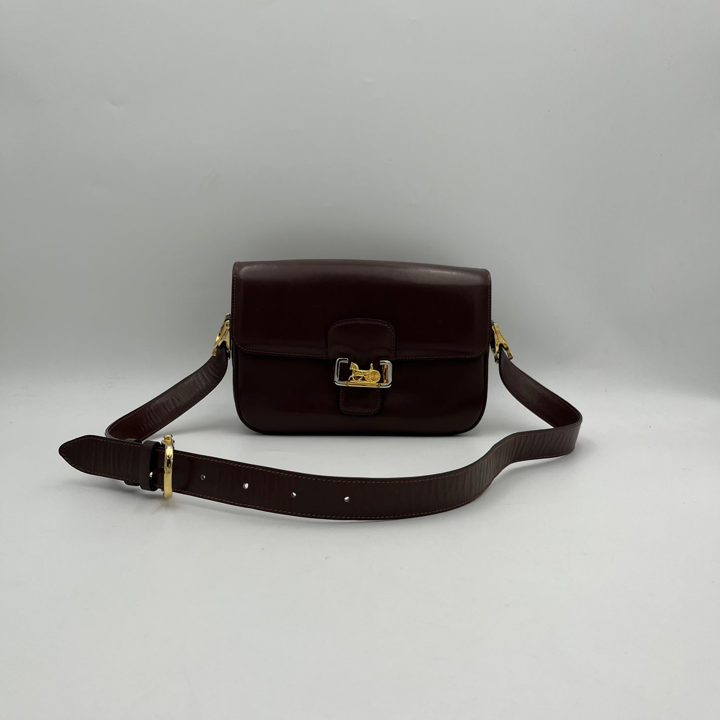 Celine Paris Macadam Brown Leather Horse Carriage Box Bag