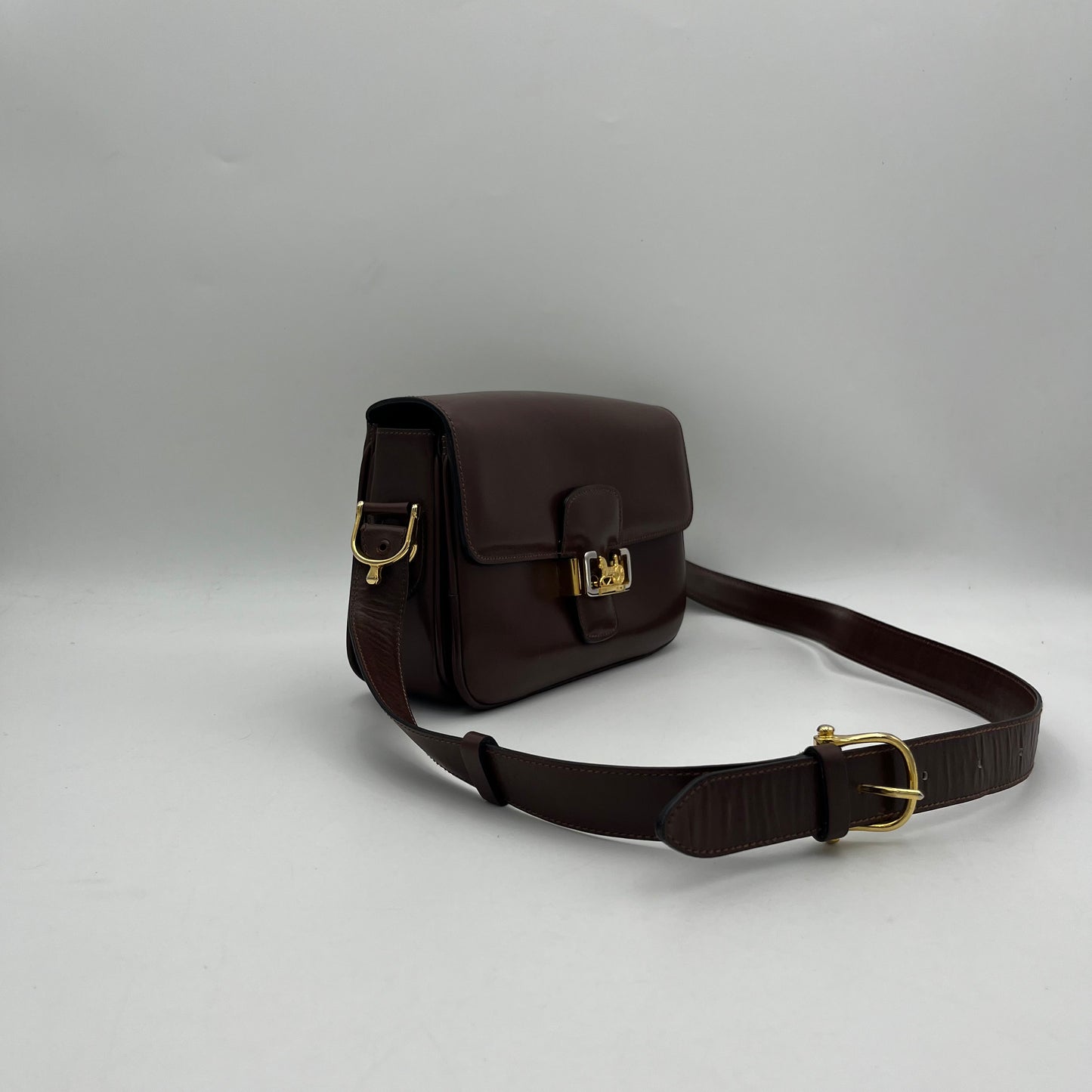 Celine Paris Macadam Brown Leather Horse Carriage Box Bag