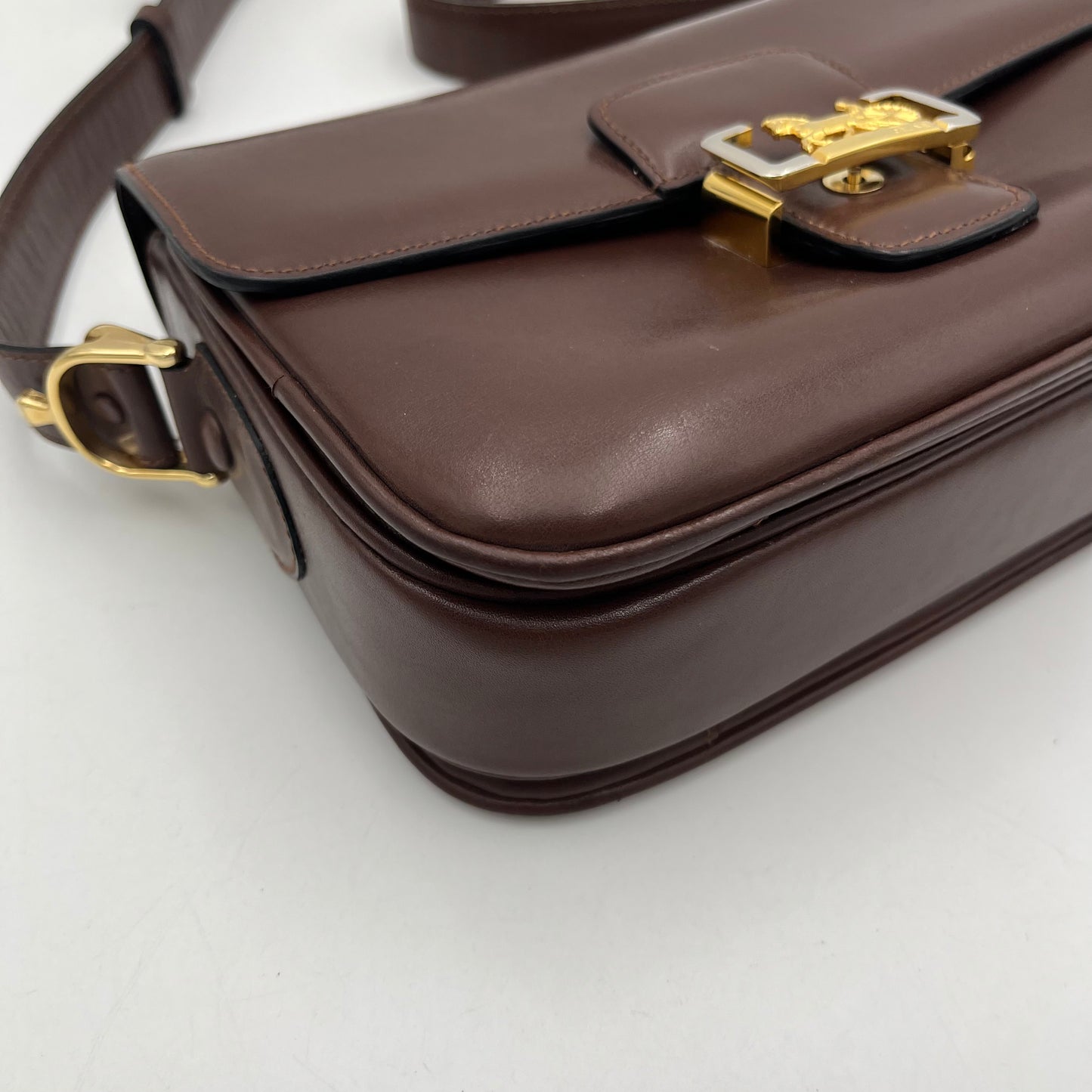 Celine Paris Macadam Brown Leather Horse Carriage Box Bag