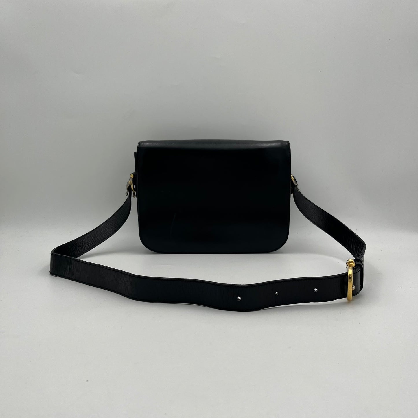 Celine Paris Black Leather Horse Carriage Box Bag