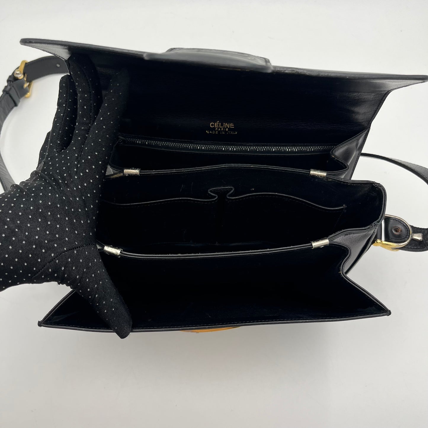 Celine Paris Black Leather Horse Carriage Box Bag