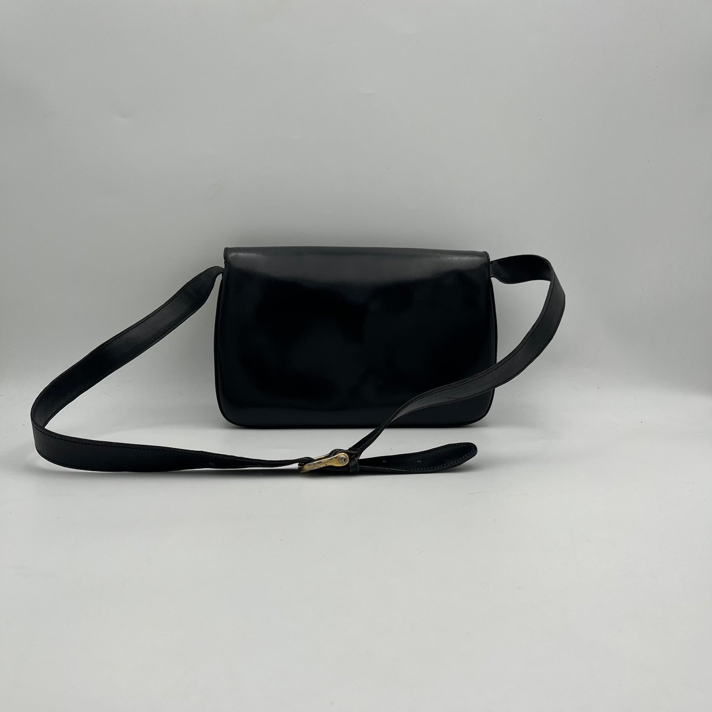 Celine Paris Black Leather Horsebit Horse Carriage Shoulder Bag