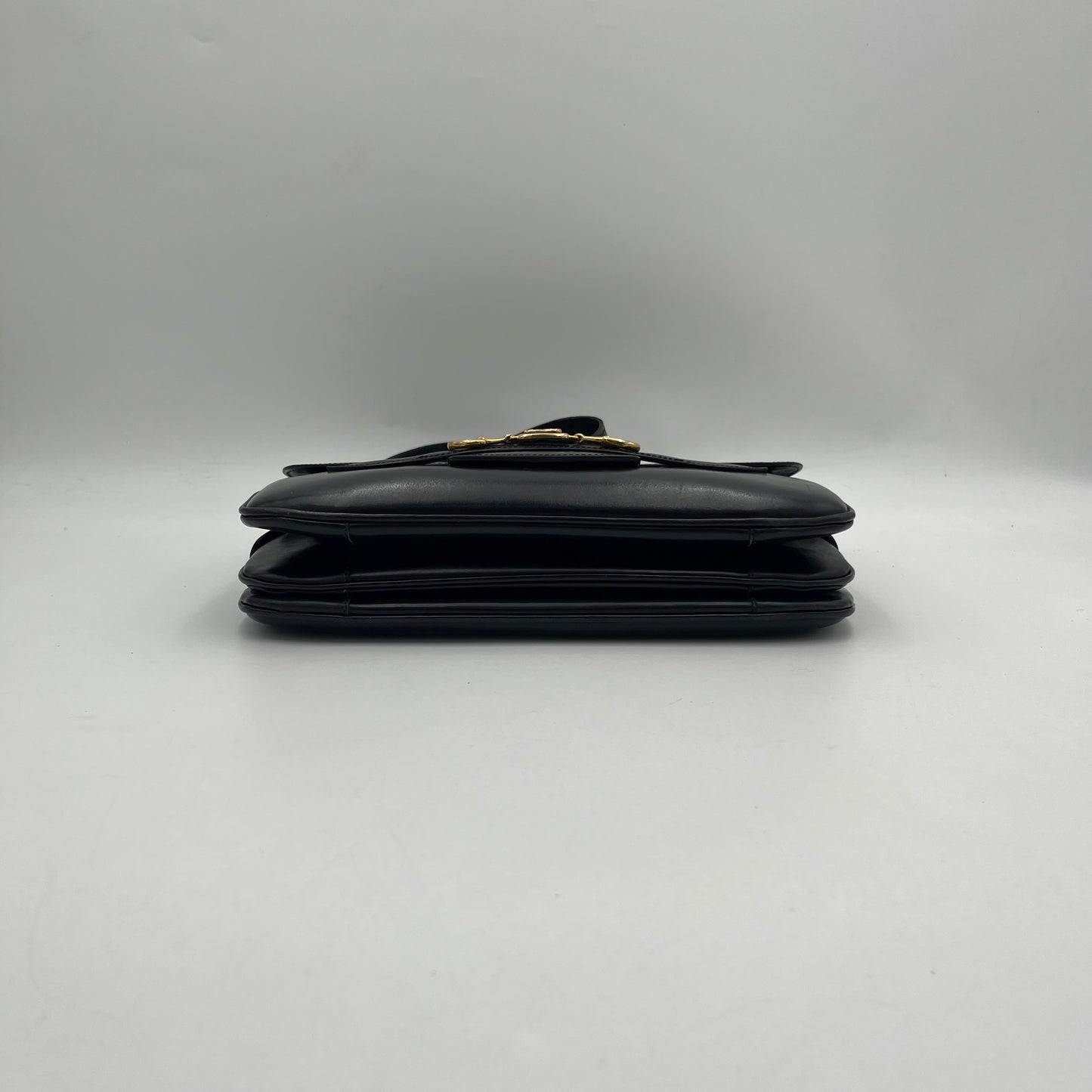Celine Paris Black Leather Horsebit Horse Carriage Shoulder Bag