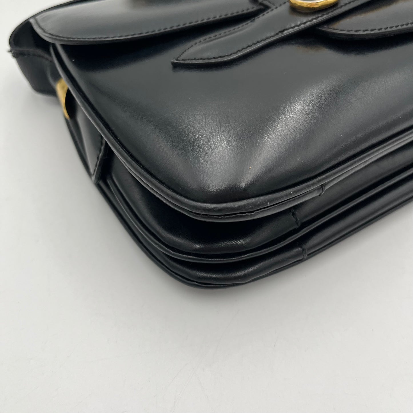 Celine Paris Black Leather Horsebit Horse Carriage Shoulder Bag