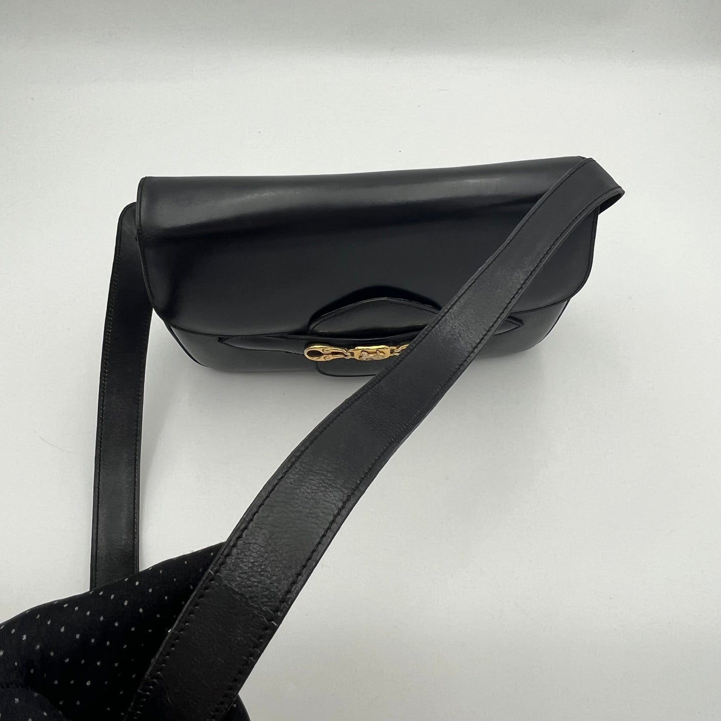 Celine Paris Black Leather Horsebit Horse Carriage Shoulder Bag