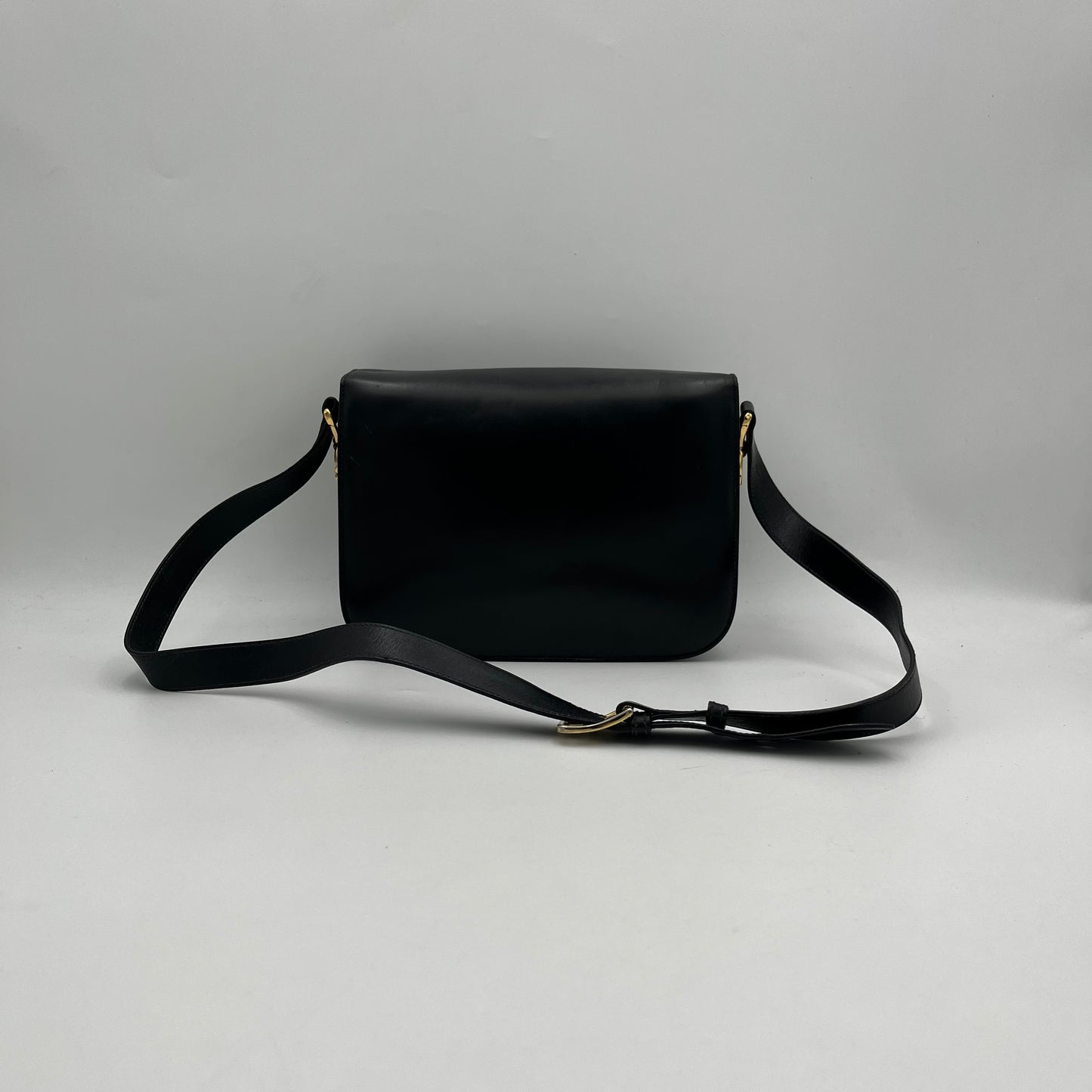 Celine Paris 1970s Black Leather Crecy Box Bag