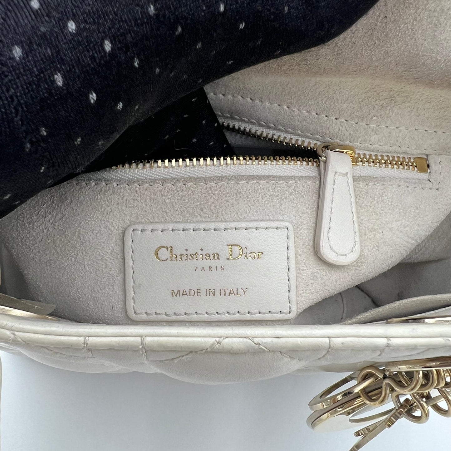 Christian Dior White Lambskin Cannage Small Lady Dior