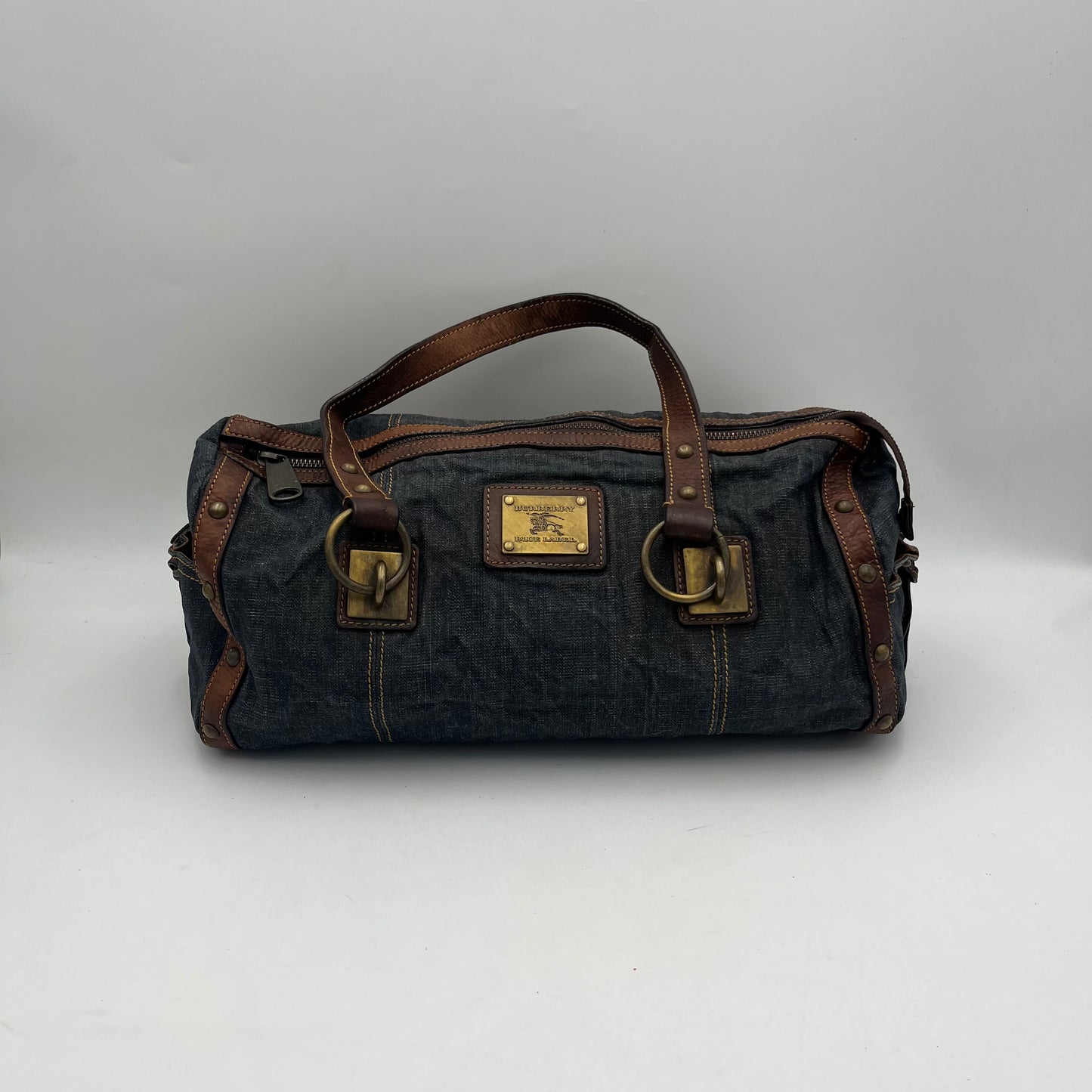 Burberry Blue Label Denim and Brown Leather Shoulder Bag