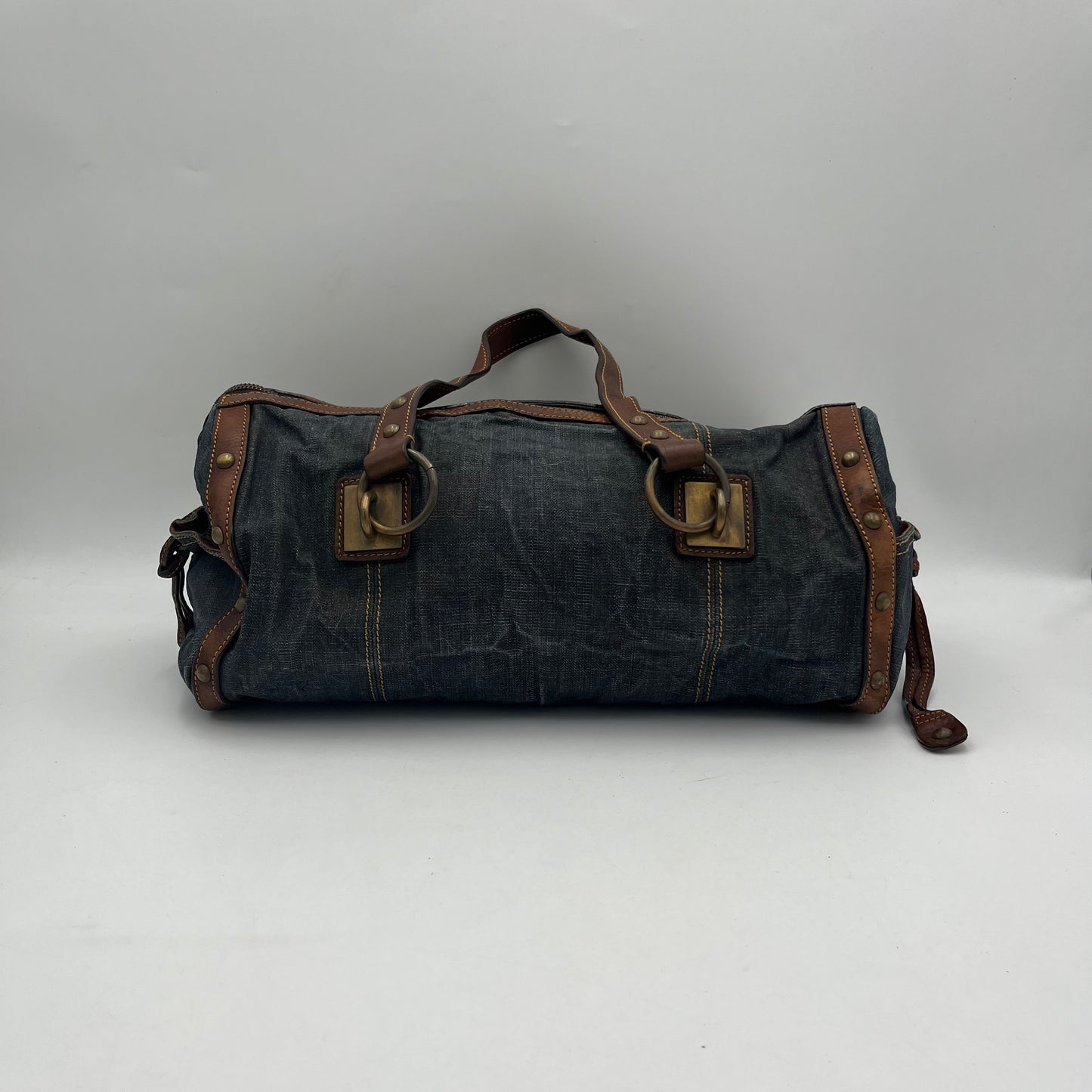 Burberry Blue Label Denim and Brown Leather Shoulder Bag
