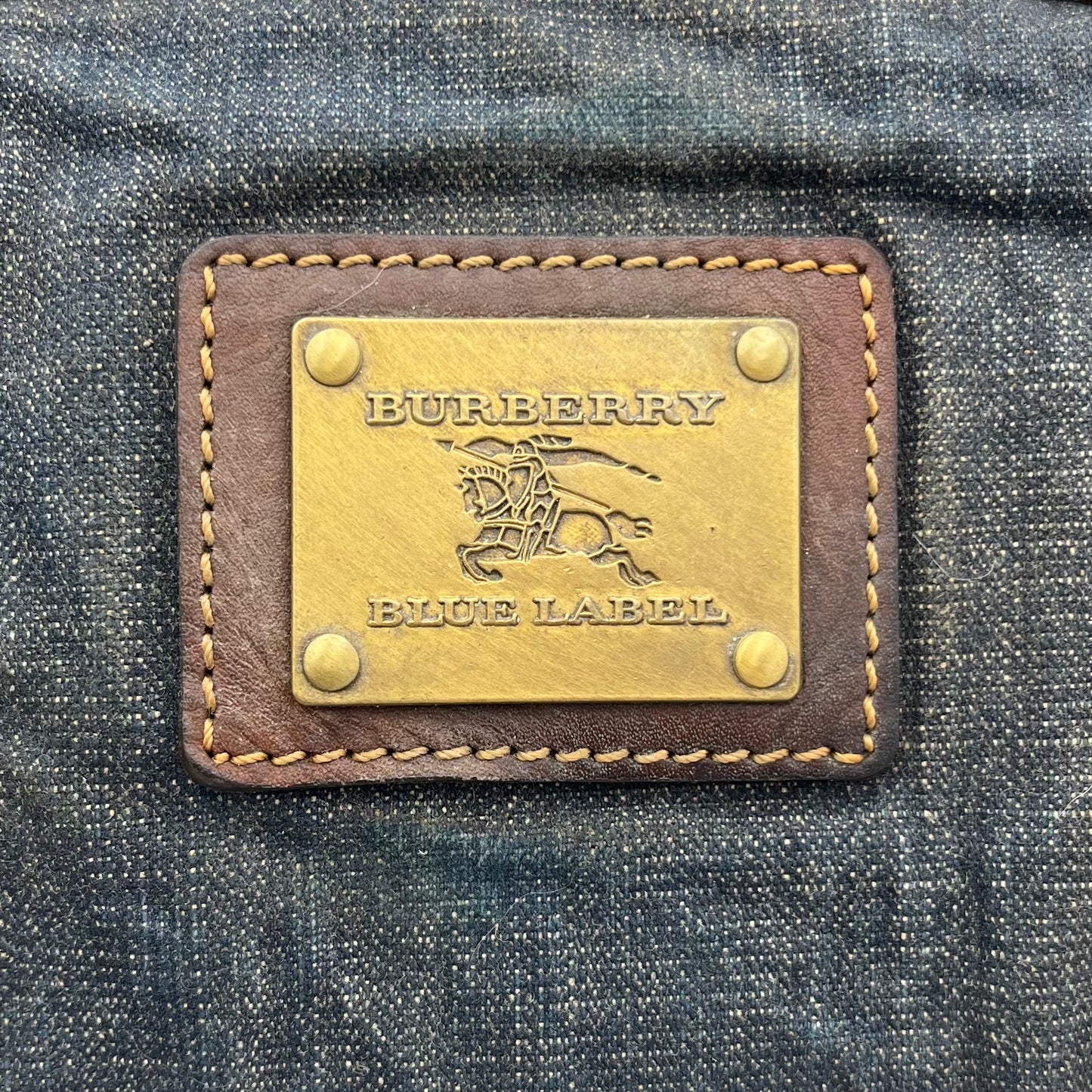 Burberry Blue Label Denim and Brown Leather Shoulder Bag