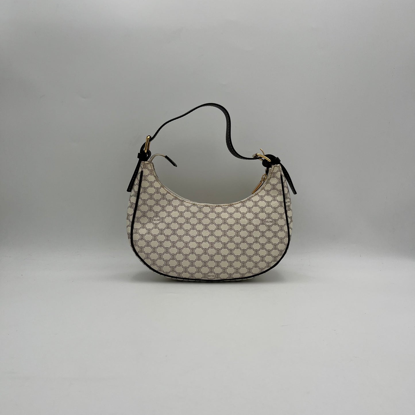 Celine Paris White Macadam Ava Hobo Baguette