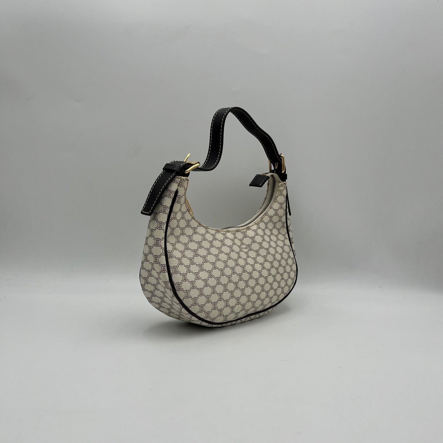 Celine Paris White Macadam Ava Hobo Baguette