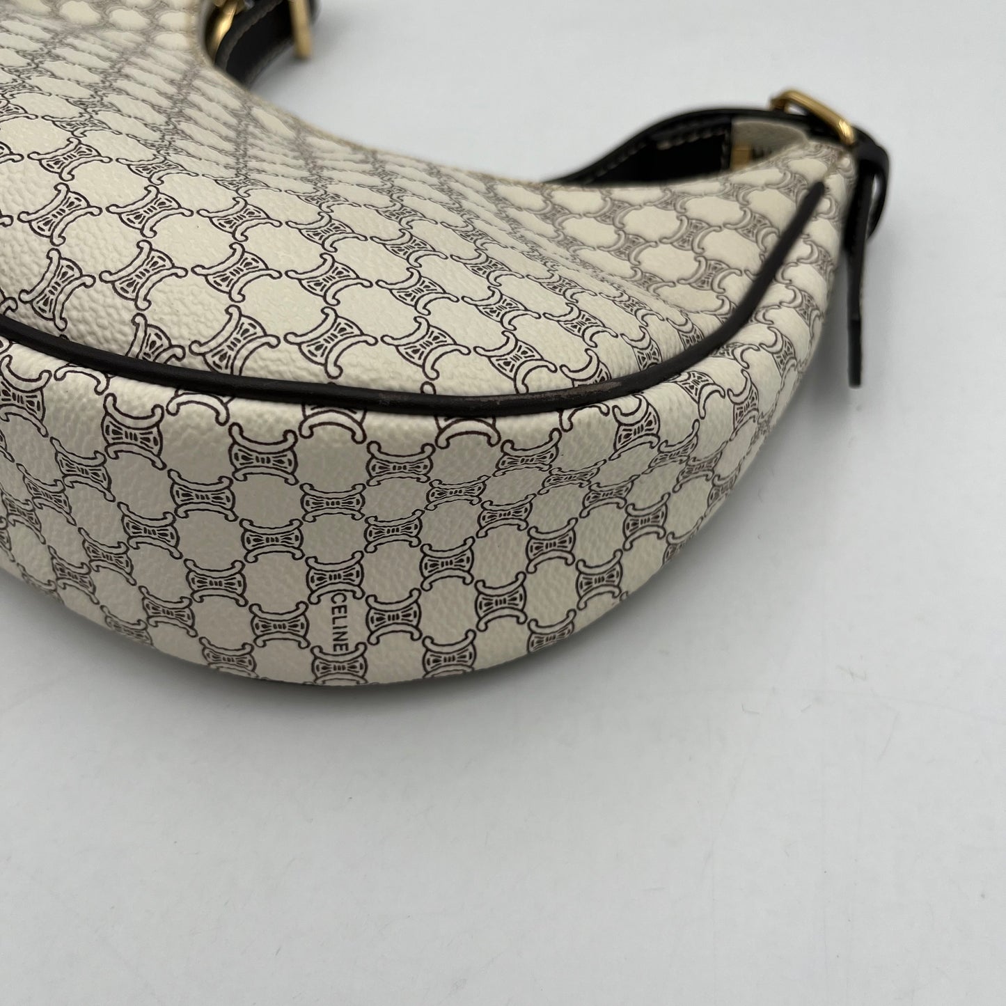 Celine Paris White Macadam Ava Hobo Baguette