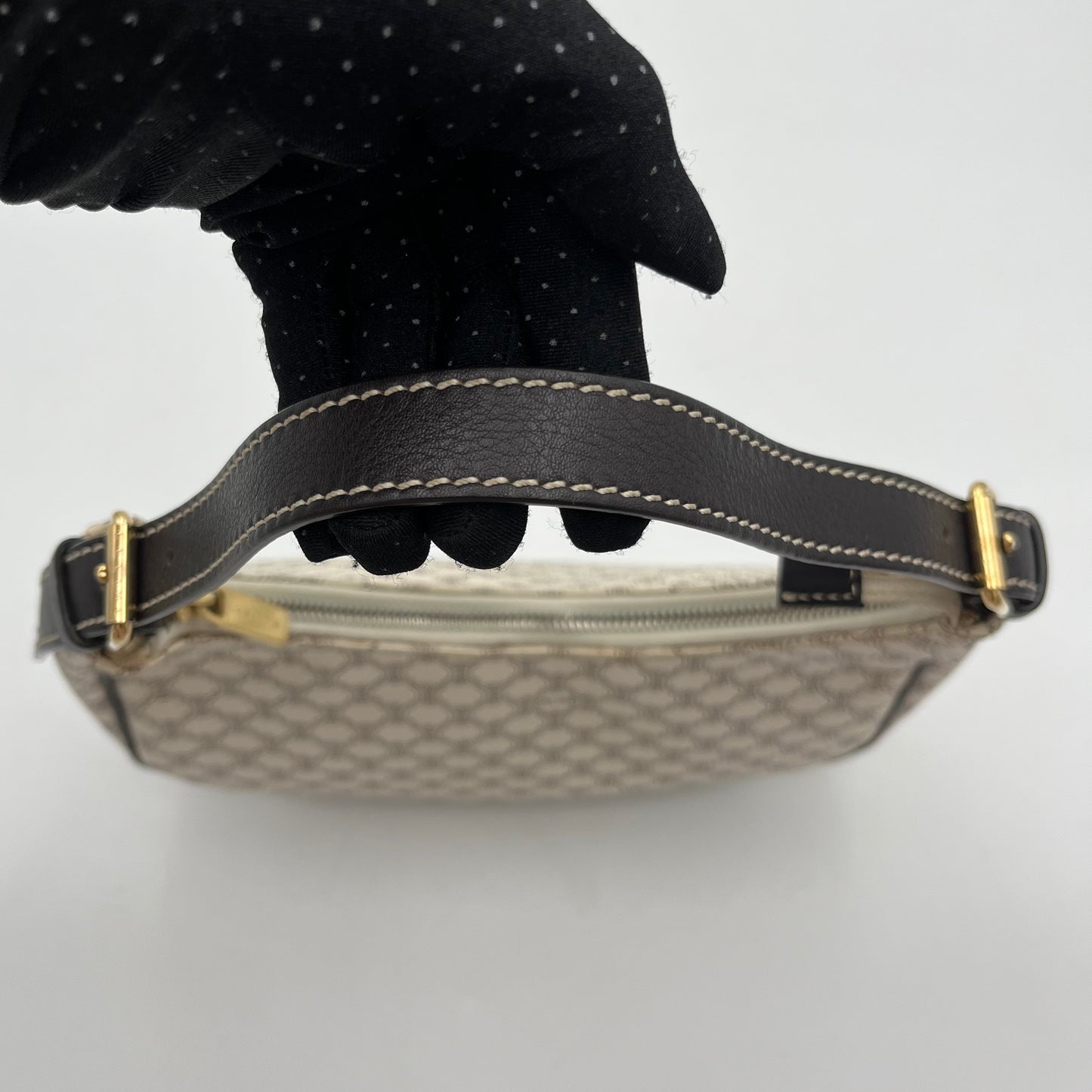 Celine Paris White Macadam Ava Hobo Baguette