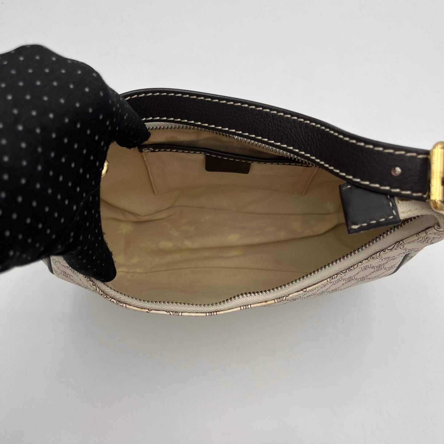 Celine Paris White Macadam Ava Hobo Baguette