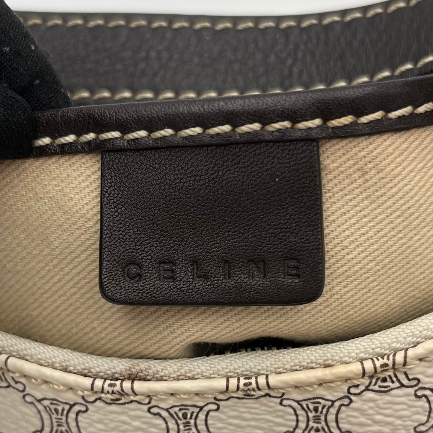 Celine Paris White Macadam Ava Hobo Baguette