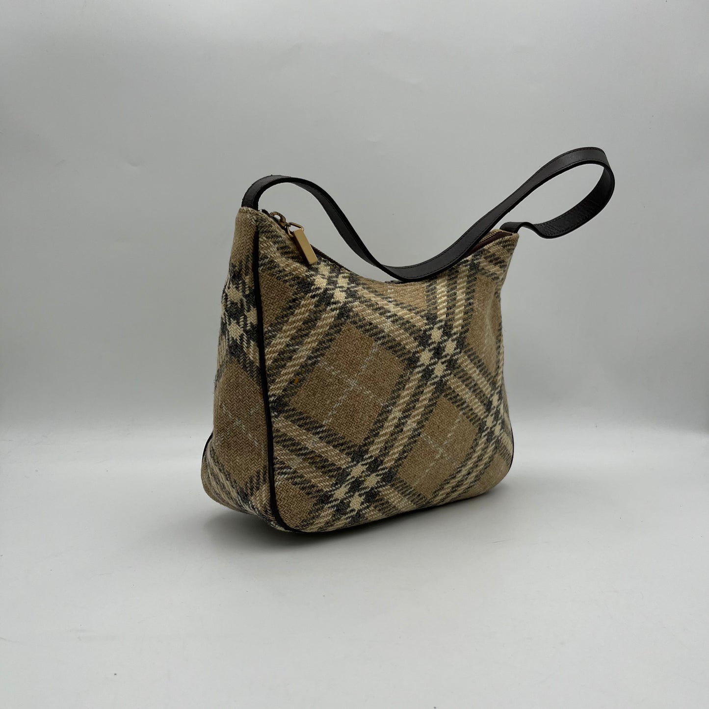 Burberry Nova Wool Hobo Shoulder Bag
