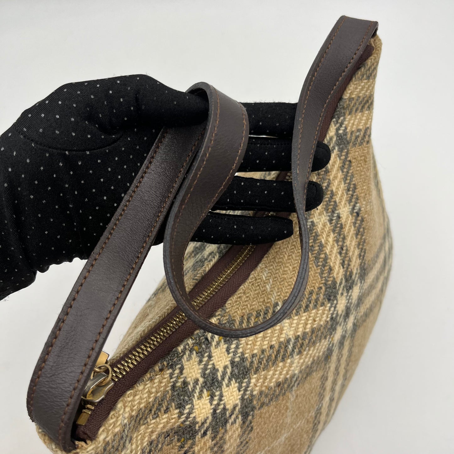 Burberry Nova Wool Hobo Shoulder Bag
