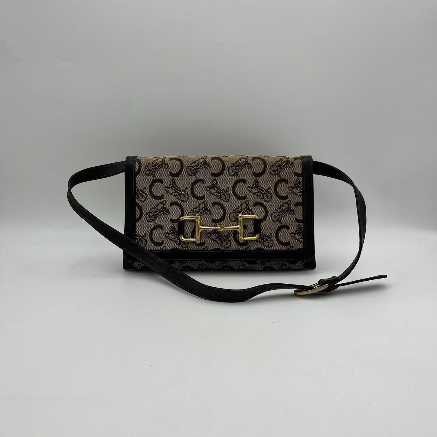 Celine Paris Vintage C Horse Carriage Horsebit Flap Shoulder Bag