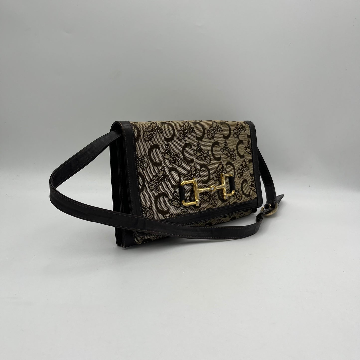 Celine Paris Vintage C Horse Carriage Horsebit Flap Shoulder Bag