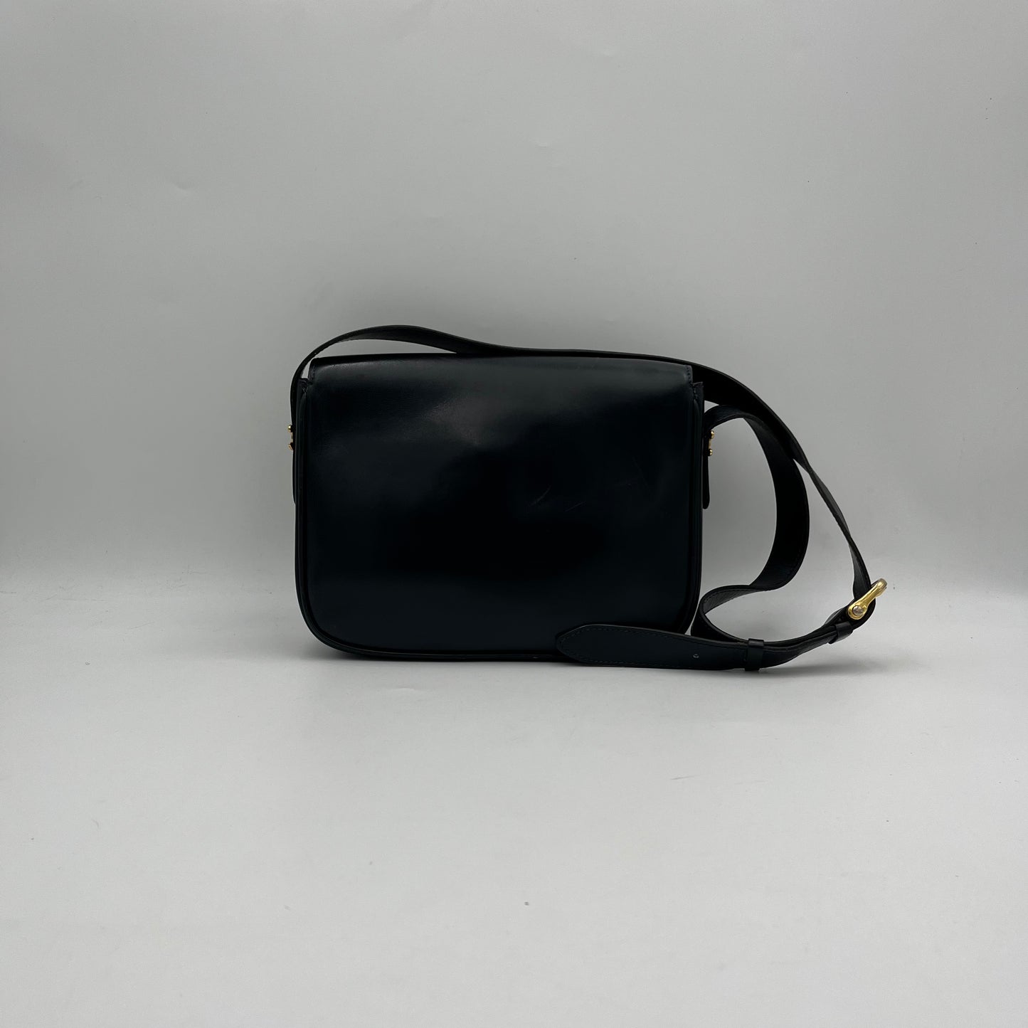 Celine Paris Triomphe Dark Blue Leather Box Shoulder Bag