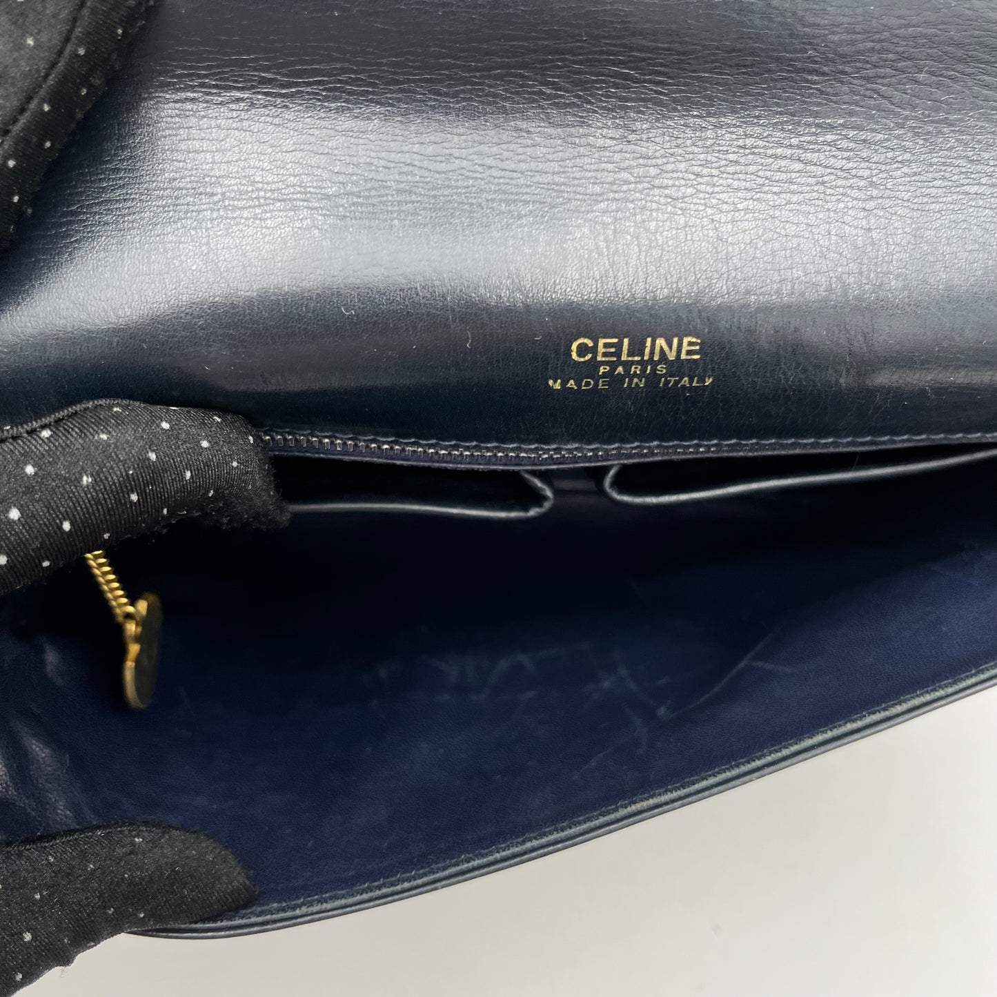 Celine Paris Triomphe Dark Blue Leather Box Shoulder Bag