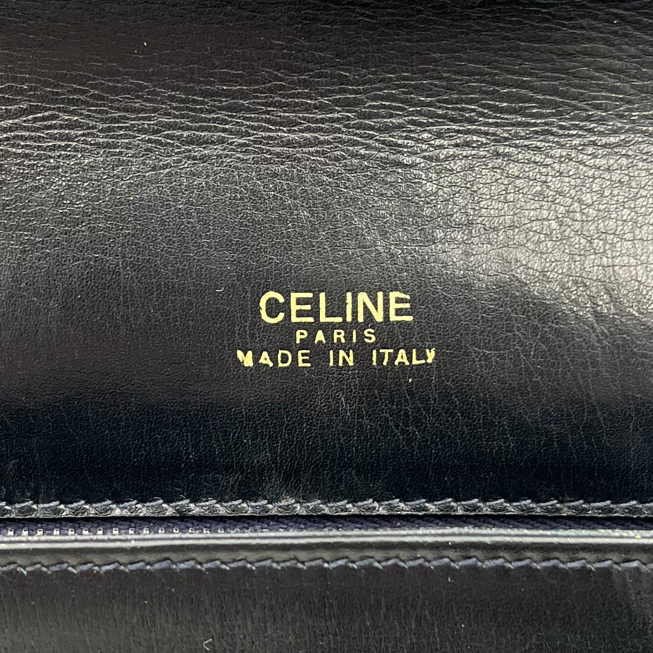 Celine Paris Triomphe Dark Blue Leather Box Shoulder Bag