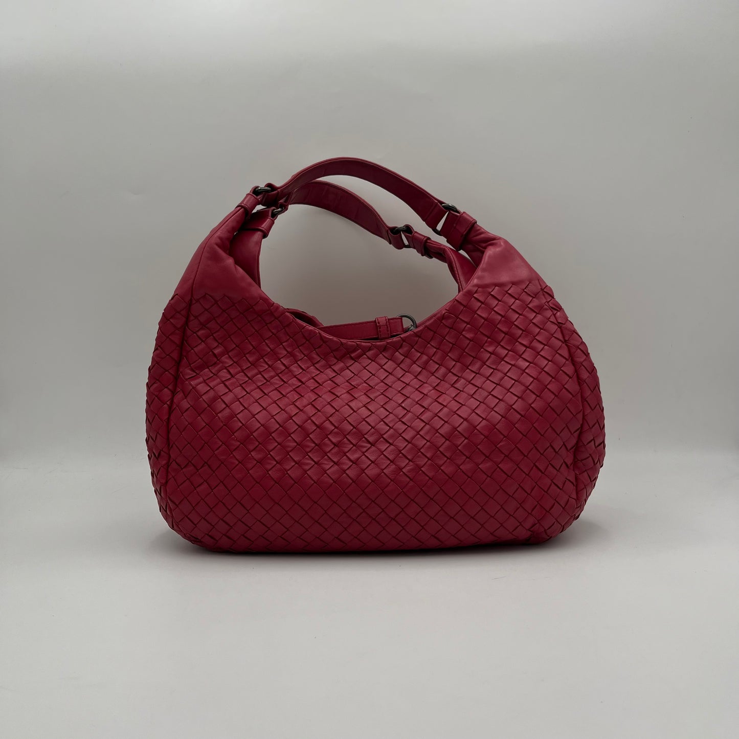 Bottega Veneta Pink Red Intrecciato Campana Hobo Bag