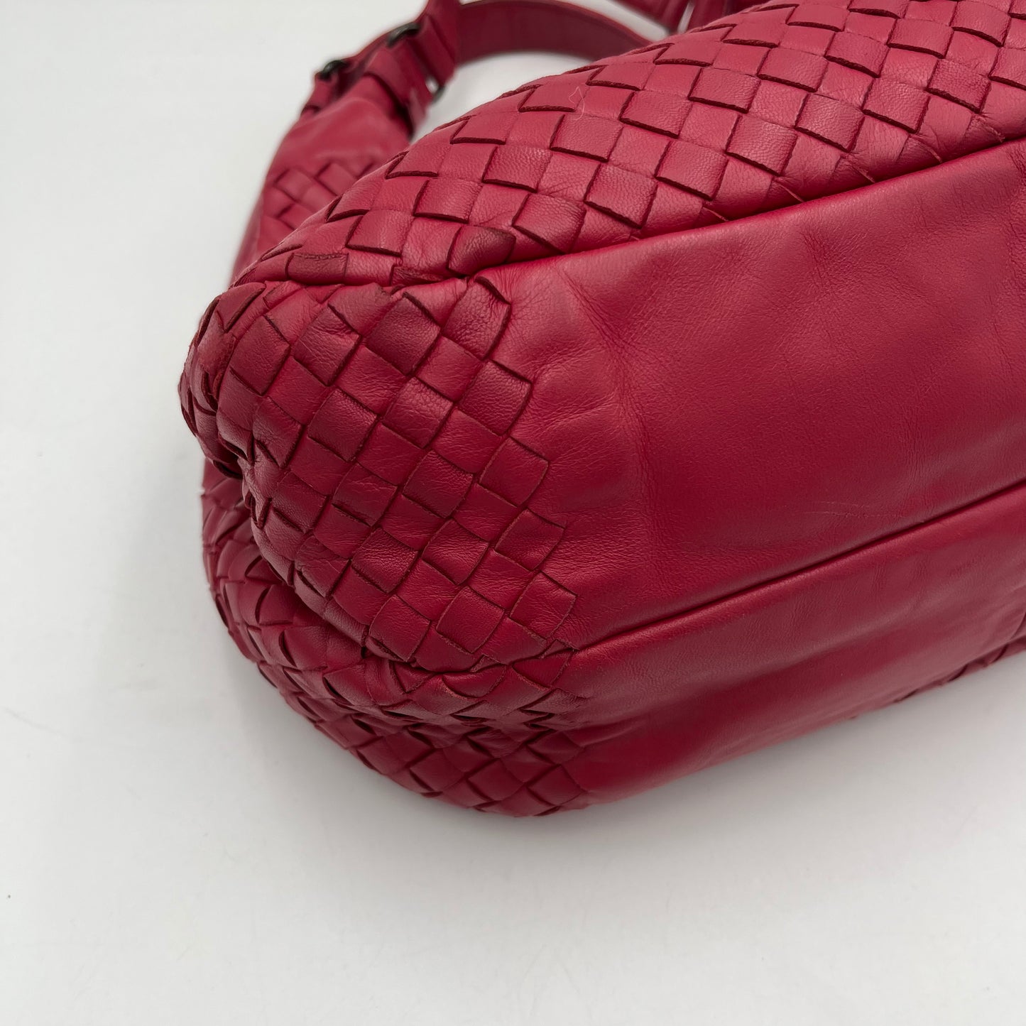 Bottega Veneta Pink Red Intrecciato Campana Hobo Bag