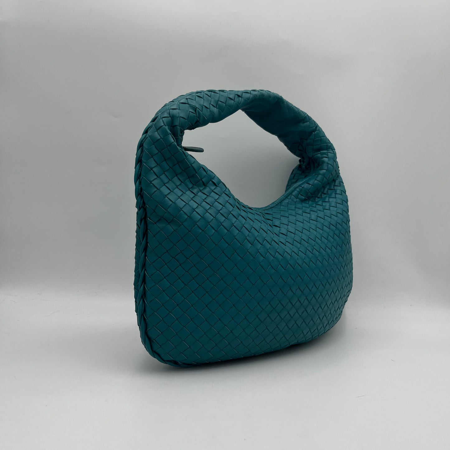 Bottega Veneta Blue Green Intrecciato Hobo Bag