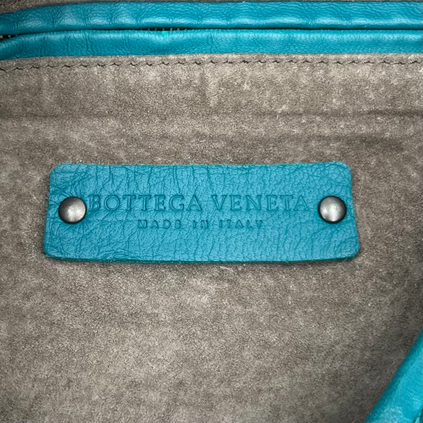 Bottega Veneta Blue Green Intrecciato Hobo Bag