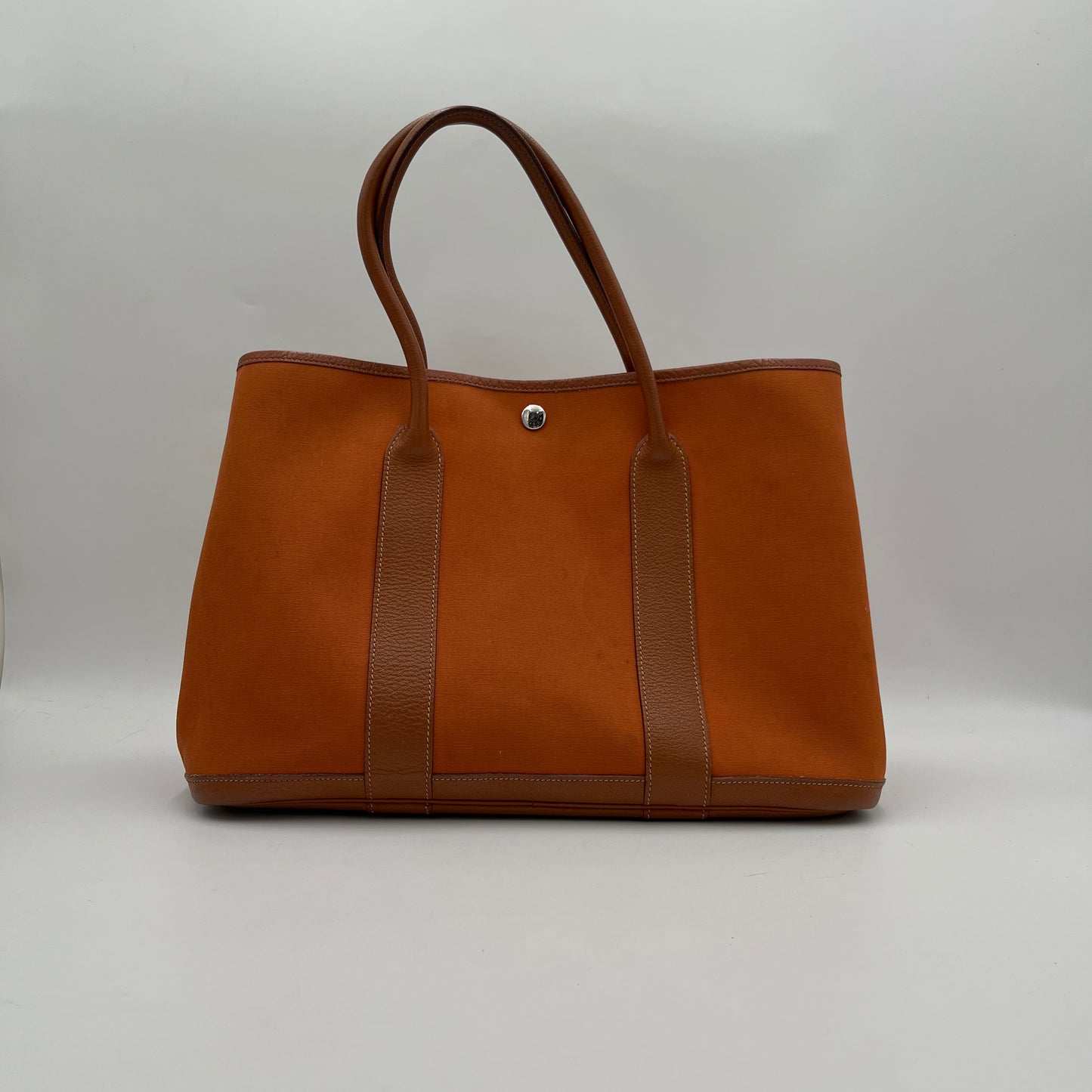 Hermes Orange Canvas and Leather Garden Party 36