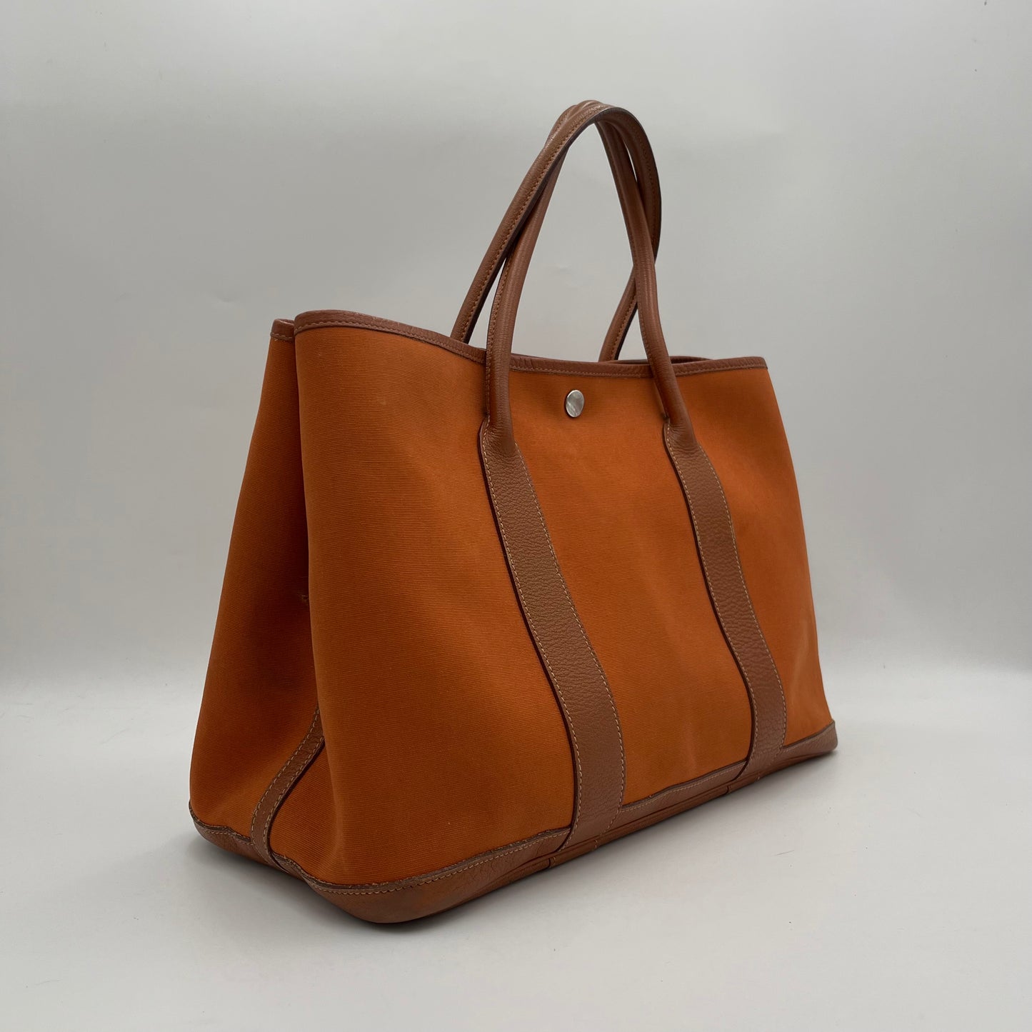 Hermes Orange Canvas and Leather Garden Party 36