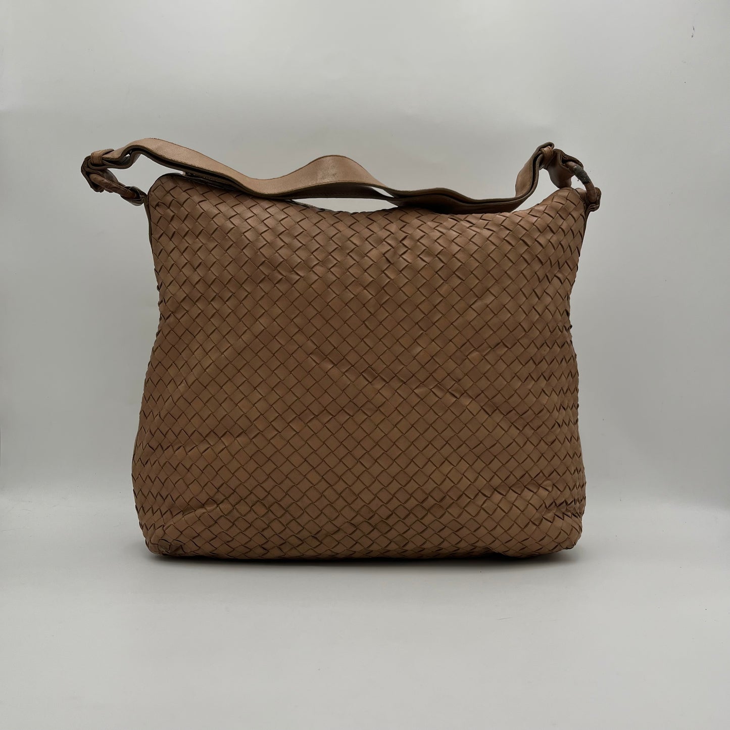 Bottega Veneta Nude Brown Intrecciato Large Hobo Convertible Bag