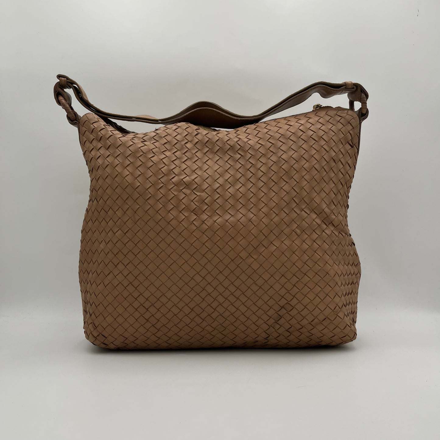Bottega Veneta Nude Brown Intrecciato Large Hobo Convertible Bag
