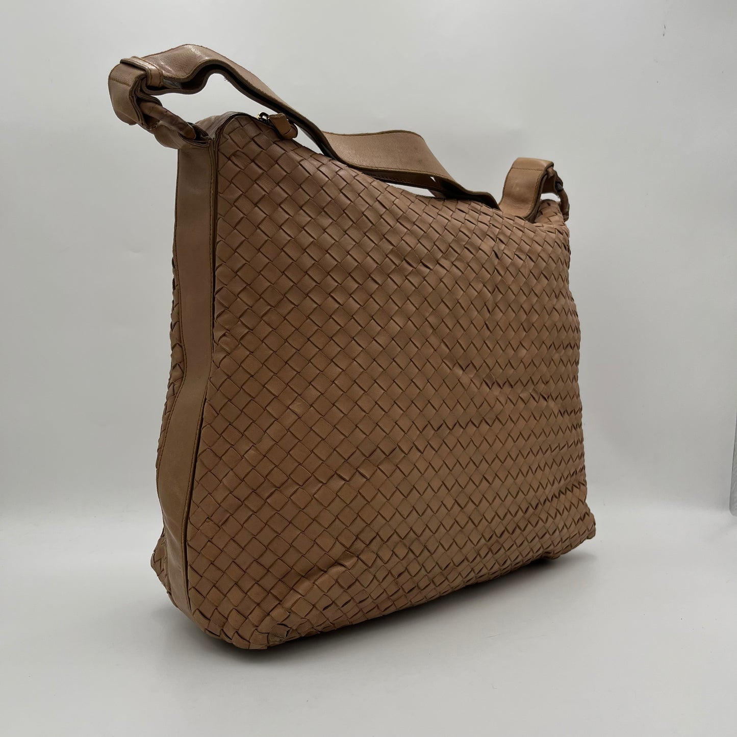 Bottega Veneta Nude Brown Intrecciato Large Hobo Convertible Bag