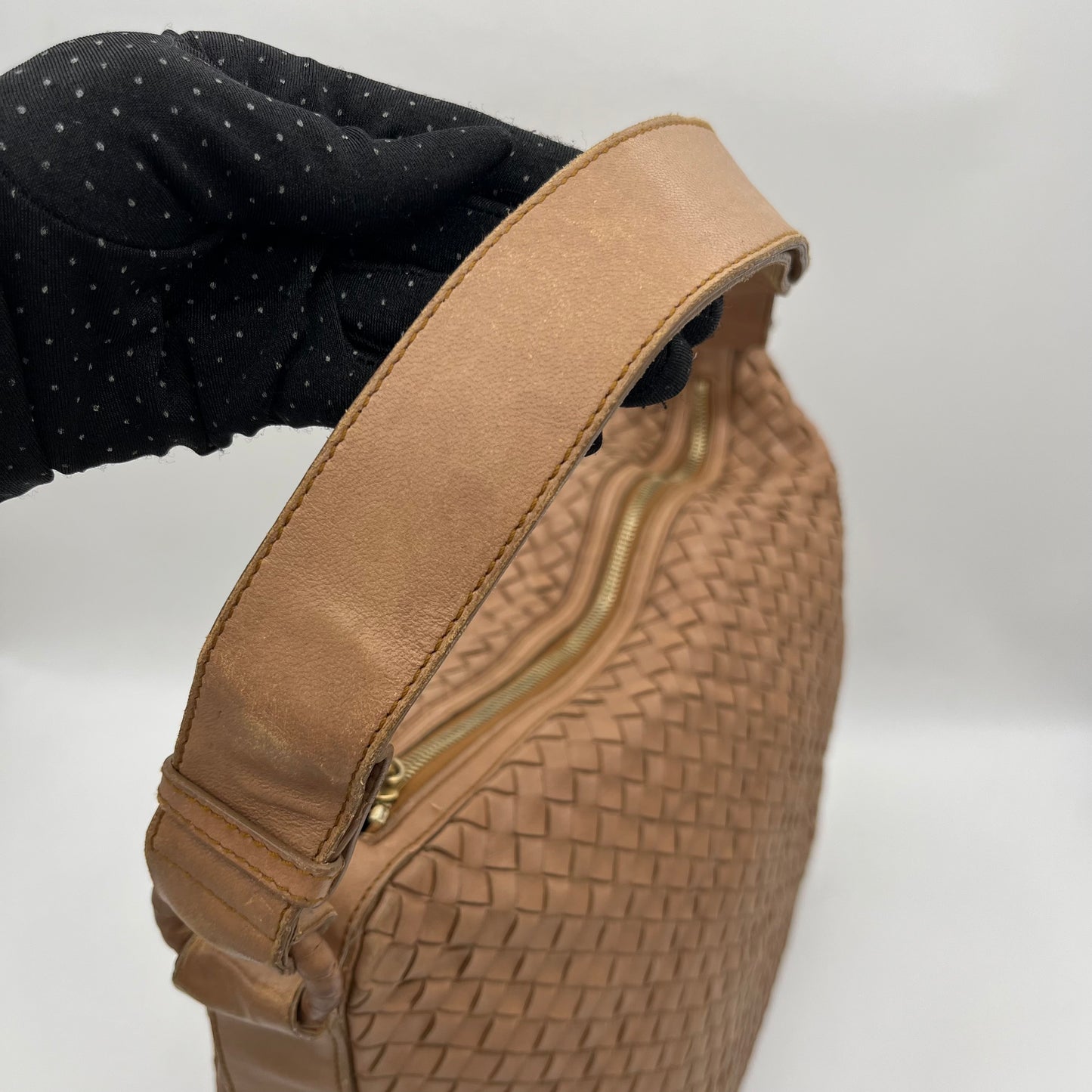 Bottega Veneta Nude Brown Intrecciato Large Hobo Convertible Bag