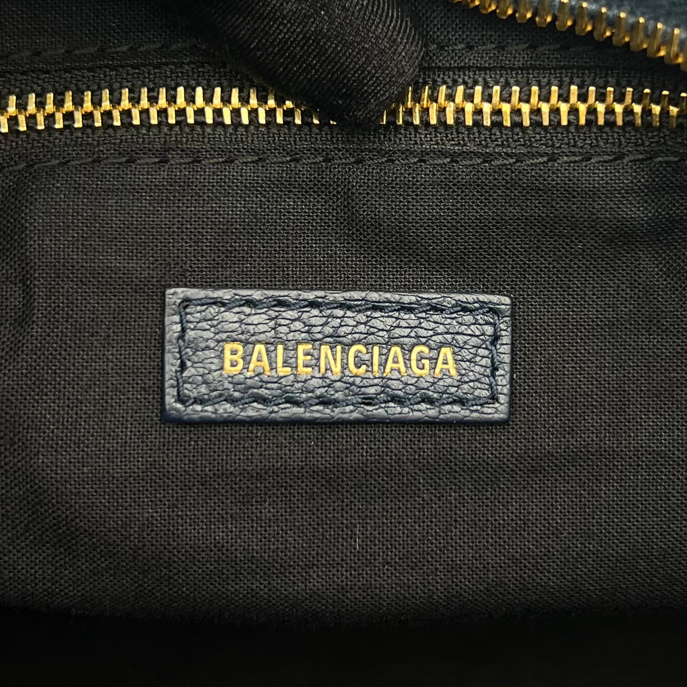 Balenciaga Navy Blue Leather Metallic Edge City Bag GHW