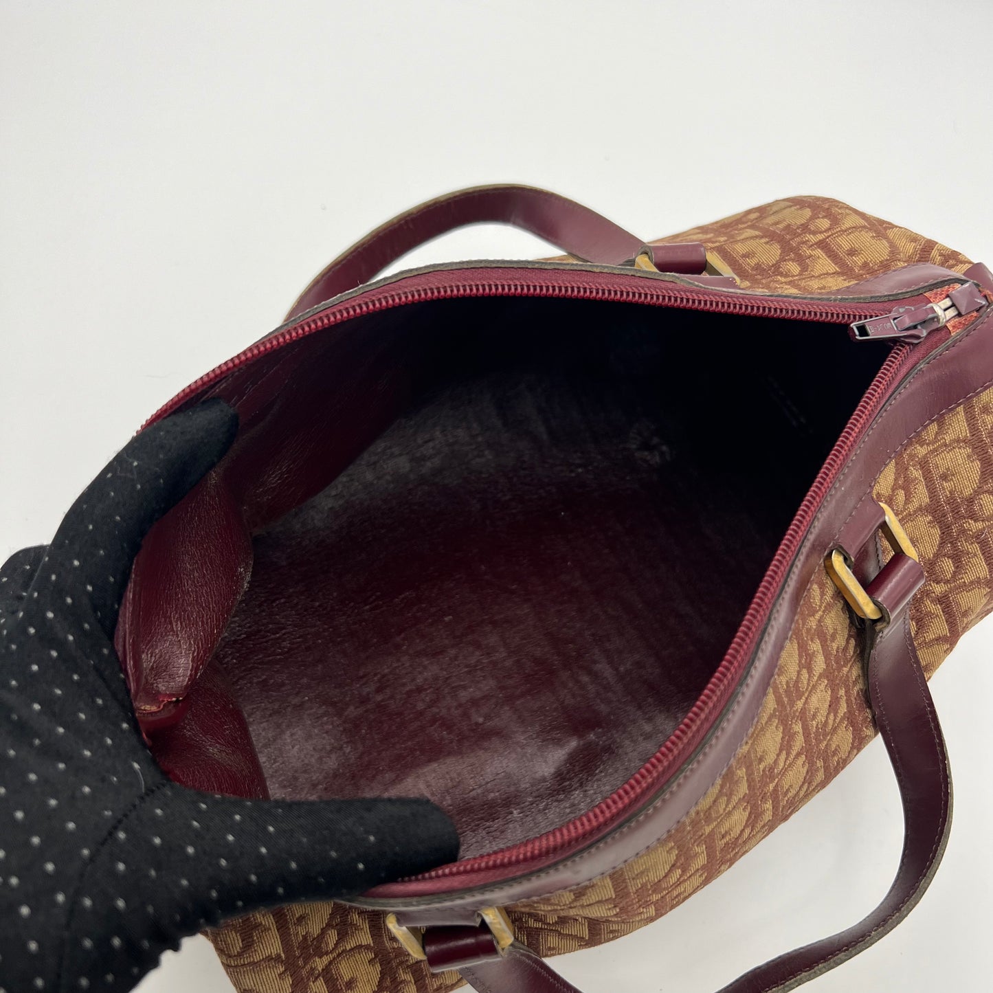 Christian Dior Vintage Burgundy Oblique Canvas Handbag