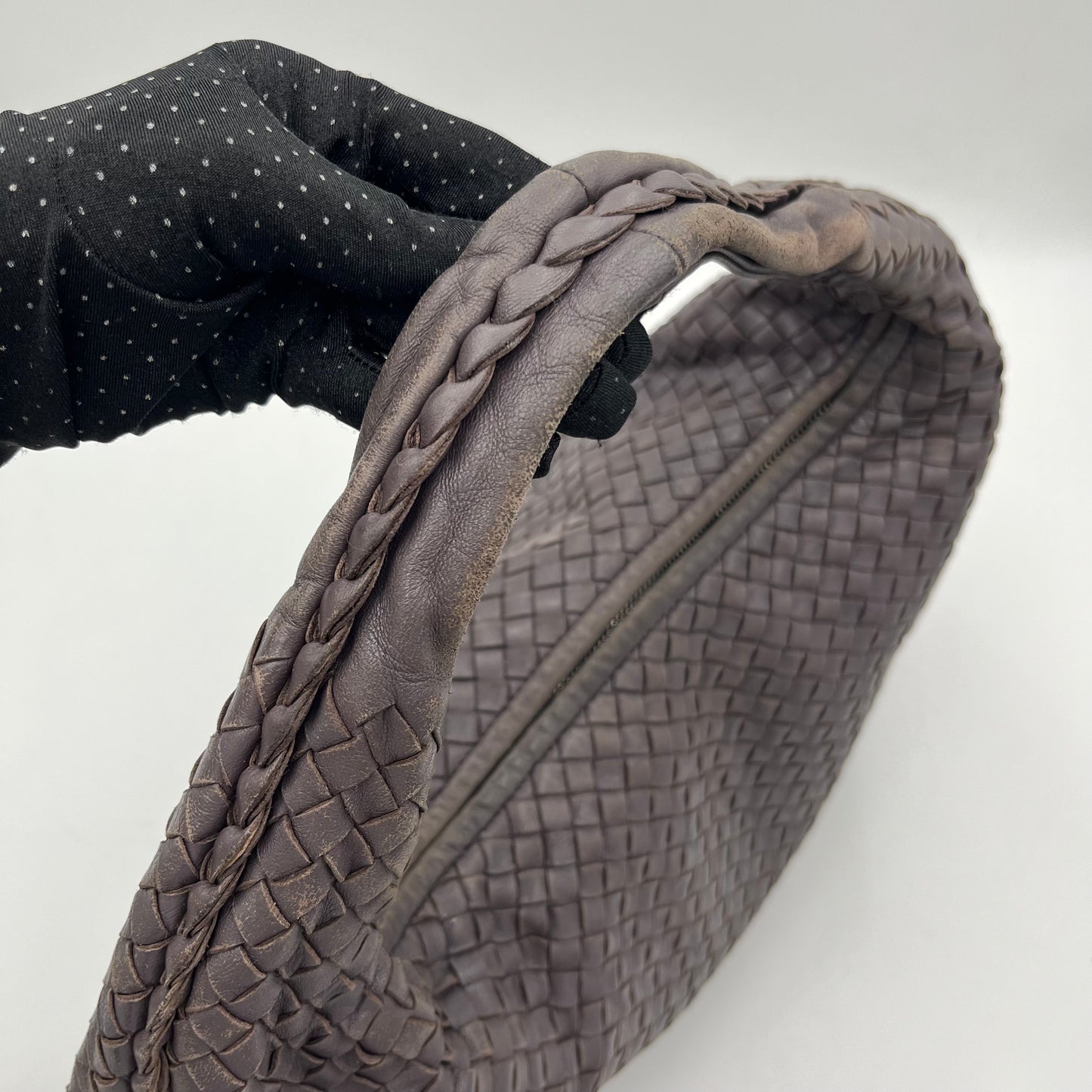 Bottega Dark Gray Intrecciato Large Hobo Bag