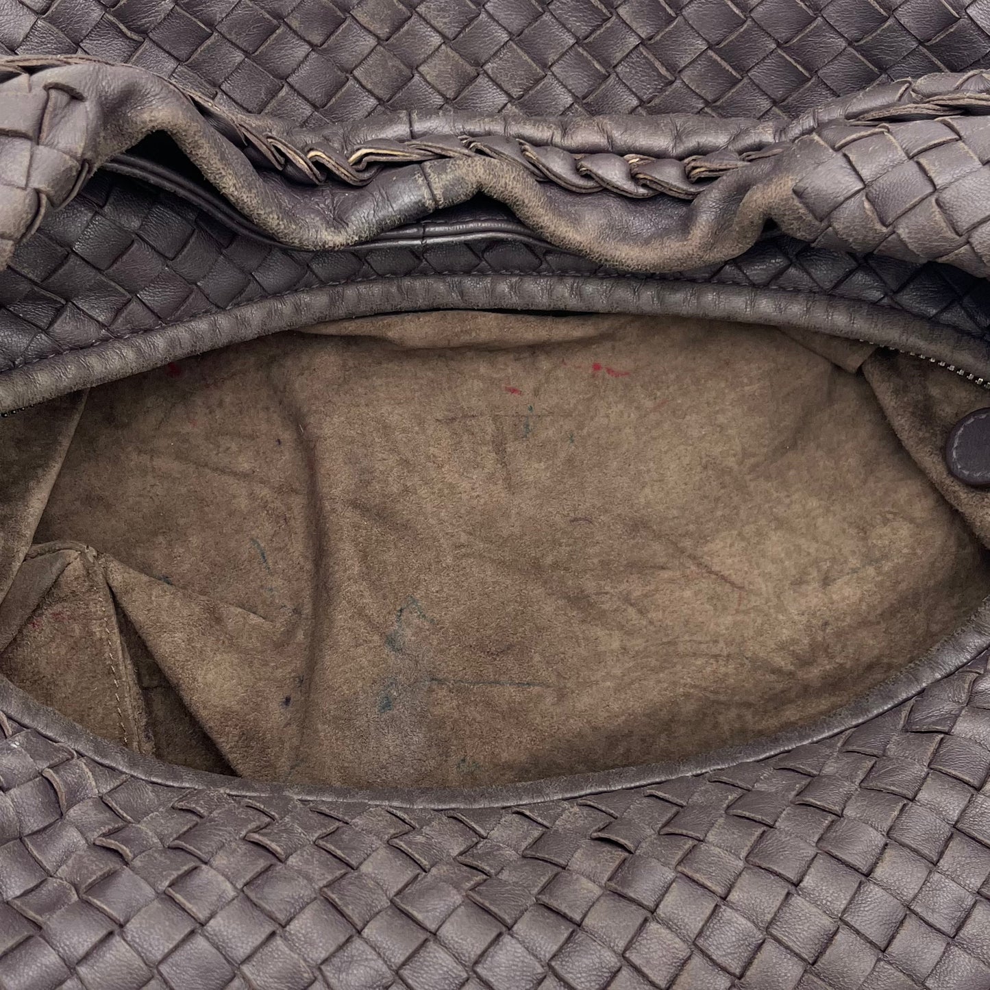 Bottega Dark Gray Intrecciato Large Hobo Bag