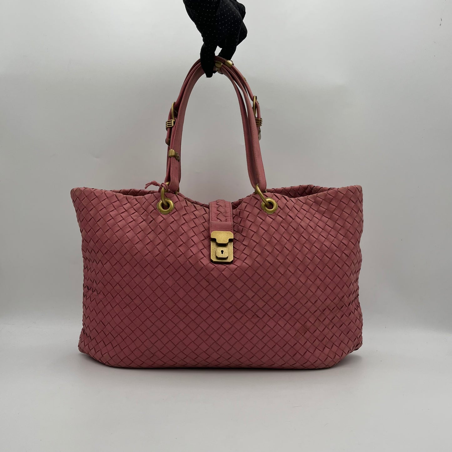 Bottega Veneta Pink Intrecciato Nappa Capri Tote