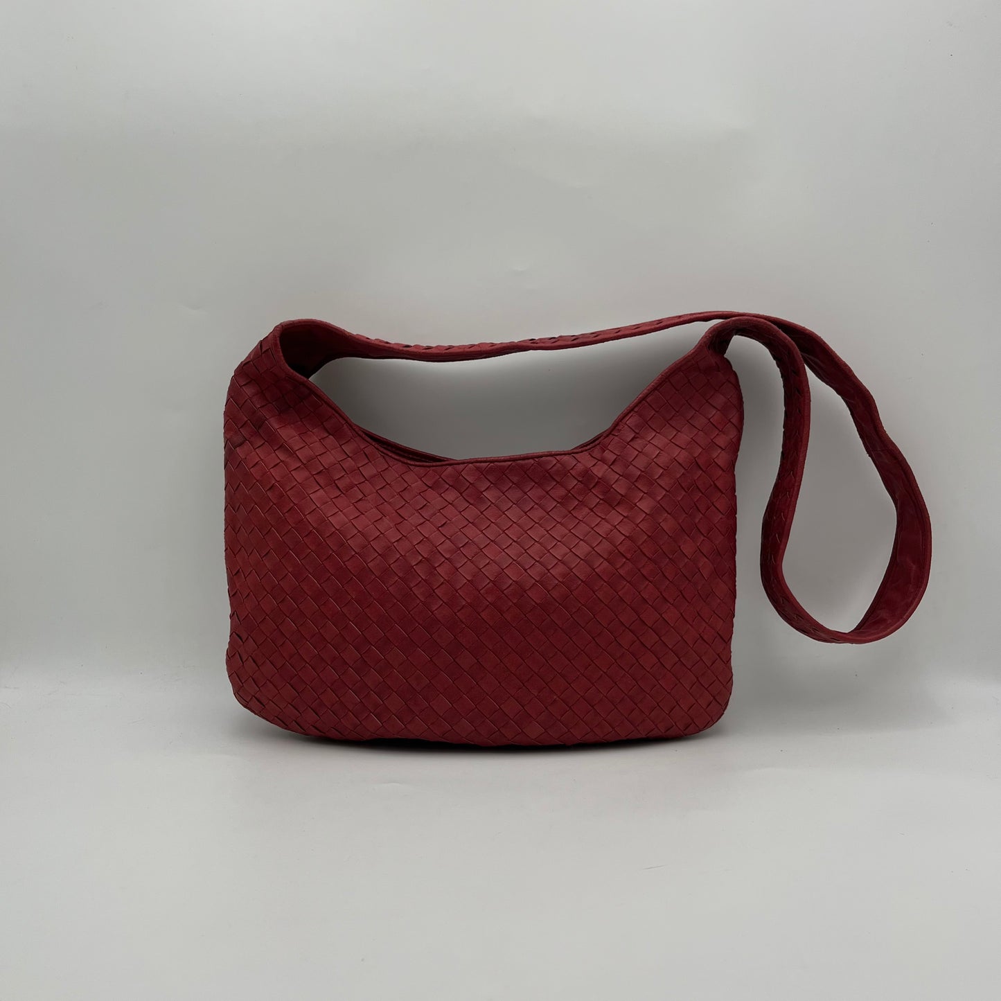 Bottega Red Intrecciato Hobo Crossbody