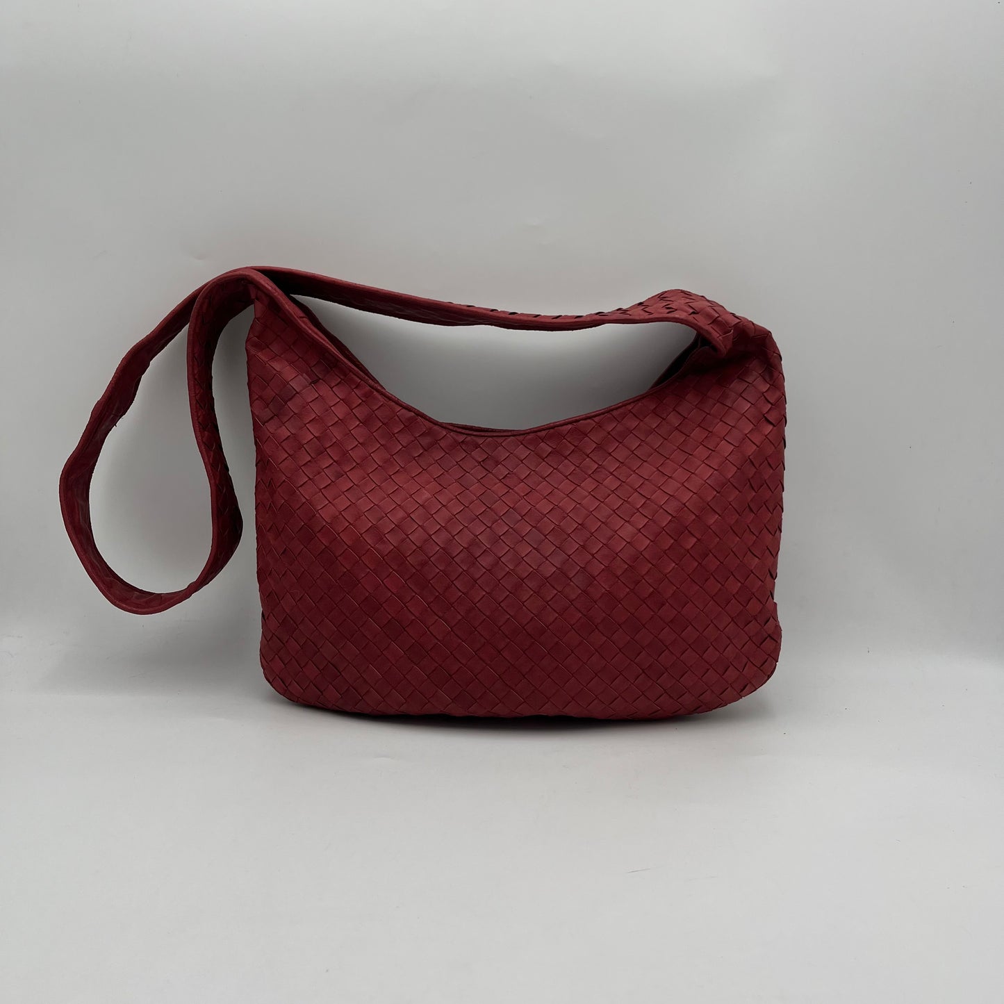 Bottega Red Intrecciato Hobo Crossbody