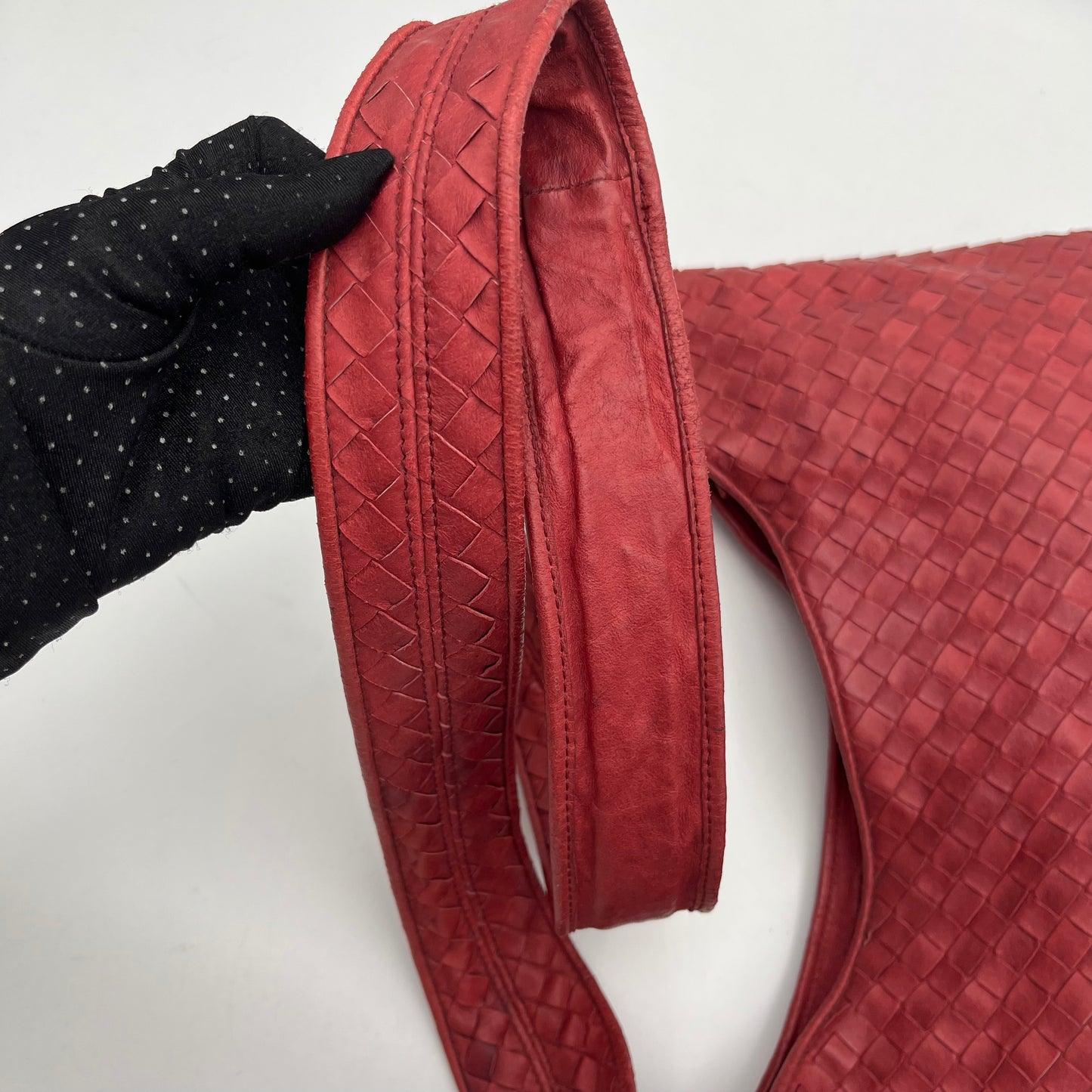 Bottega Red Intrecciato Hobo Crossbody