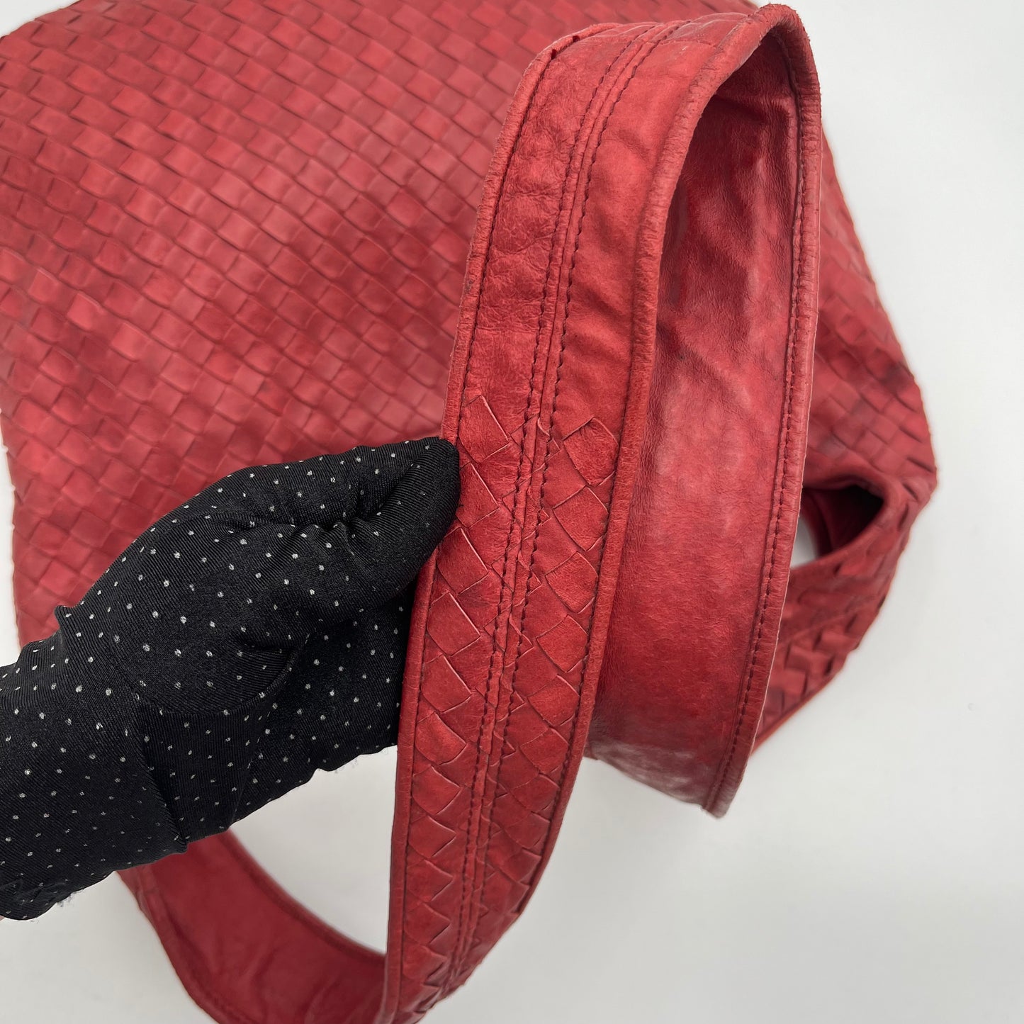 Bottega Red Intrecciato Hobo Crossbody