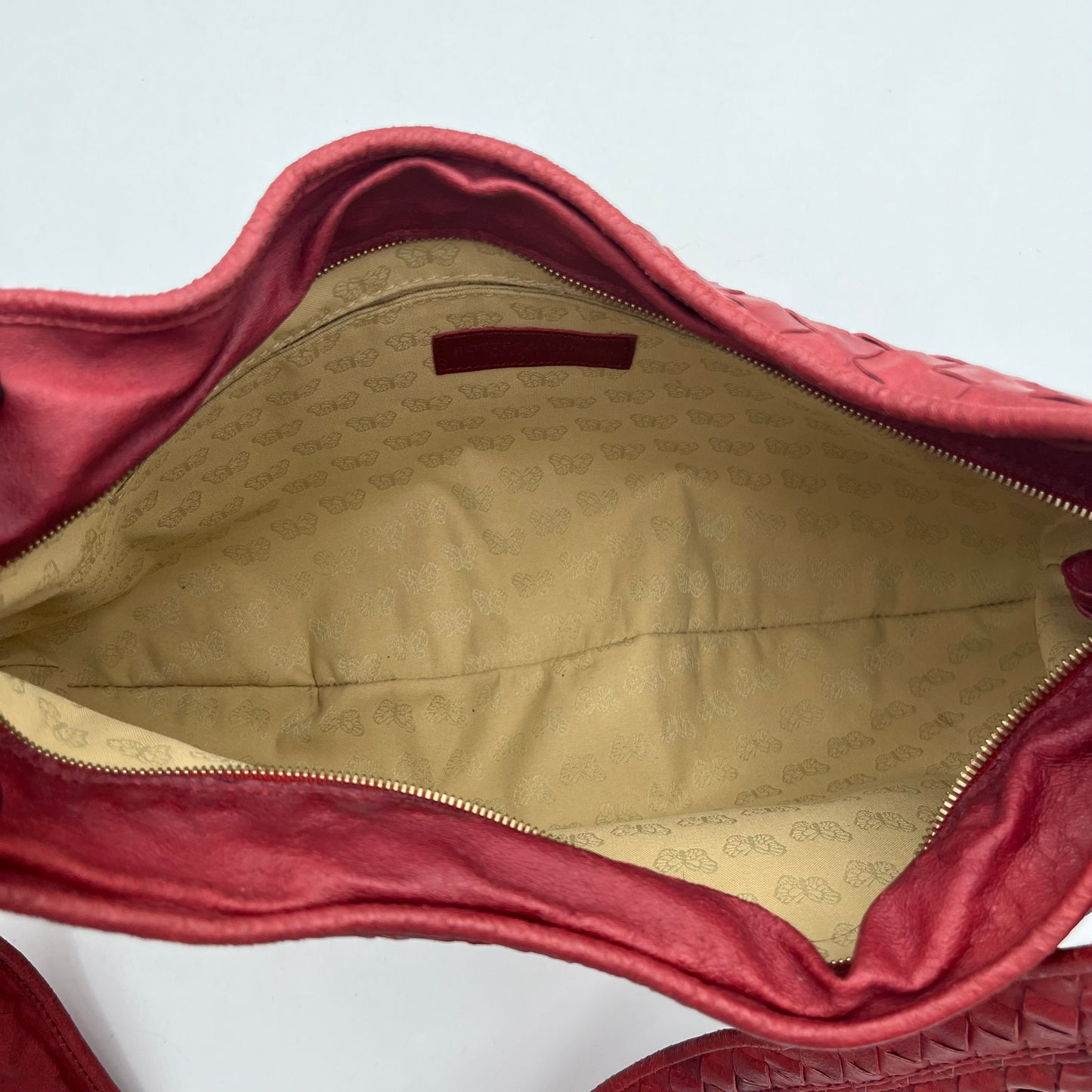 Bottega Red Intrecciato Hobo Crossbody