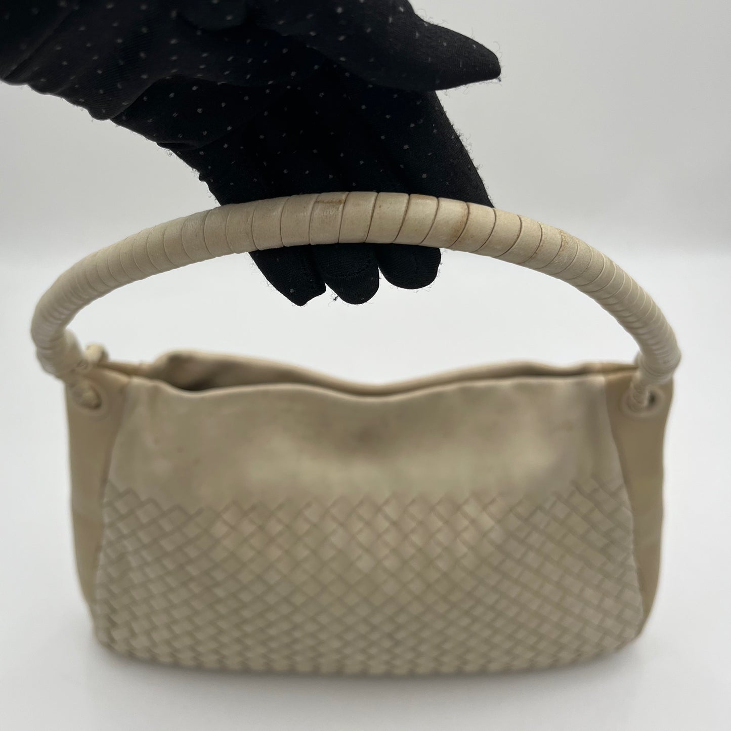 Bottega Veneta White Intecciato Shoulder Bag